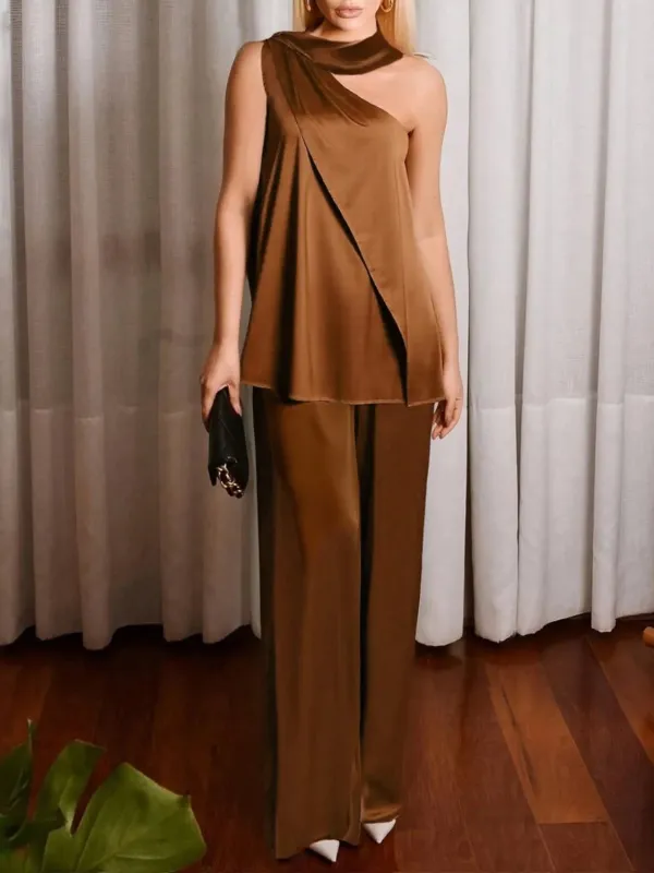 Single Shoulder Top and Pants Set sold by Gigi Laurent