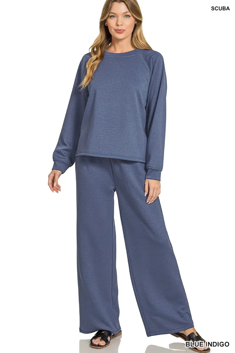 Zenana Scuba Crewneck Sweatshirt and Pants Set sold by Gigi Laurent