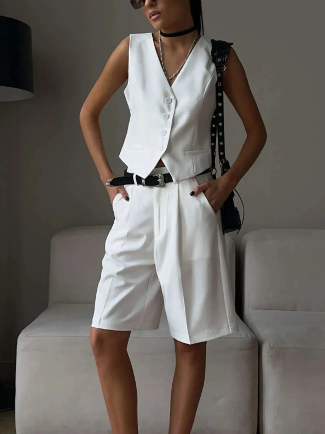 V-Neck Vest and Pants Two-Piece Blazer Set sold by Gigi Laurent product image thumbnail 3