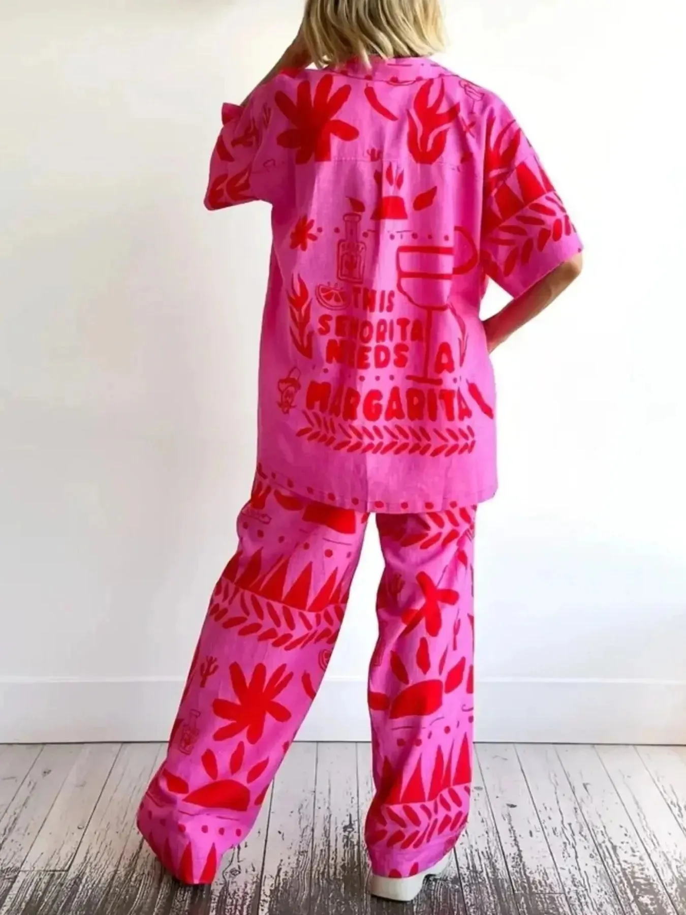 Printed Button Up Shirt and Pants Set sold by Gigi Laurent product image thumbnail 4