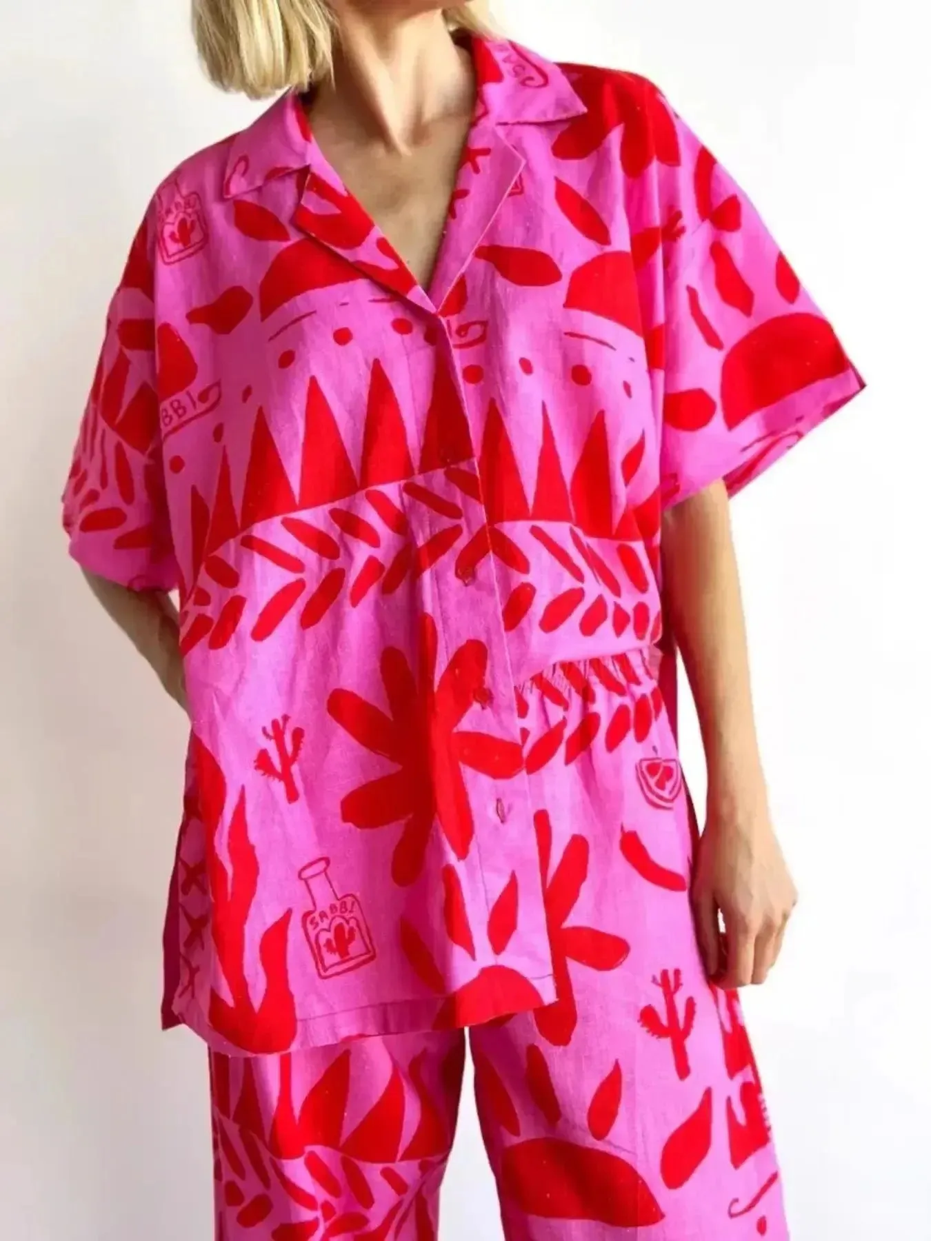 Printed Button Up Shirt and Pants Set sold by Gigi Laurent product image thumbnail 3