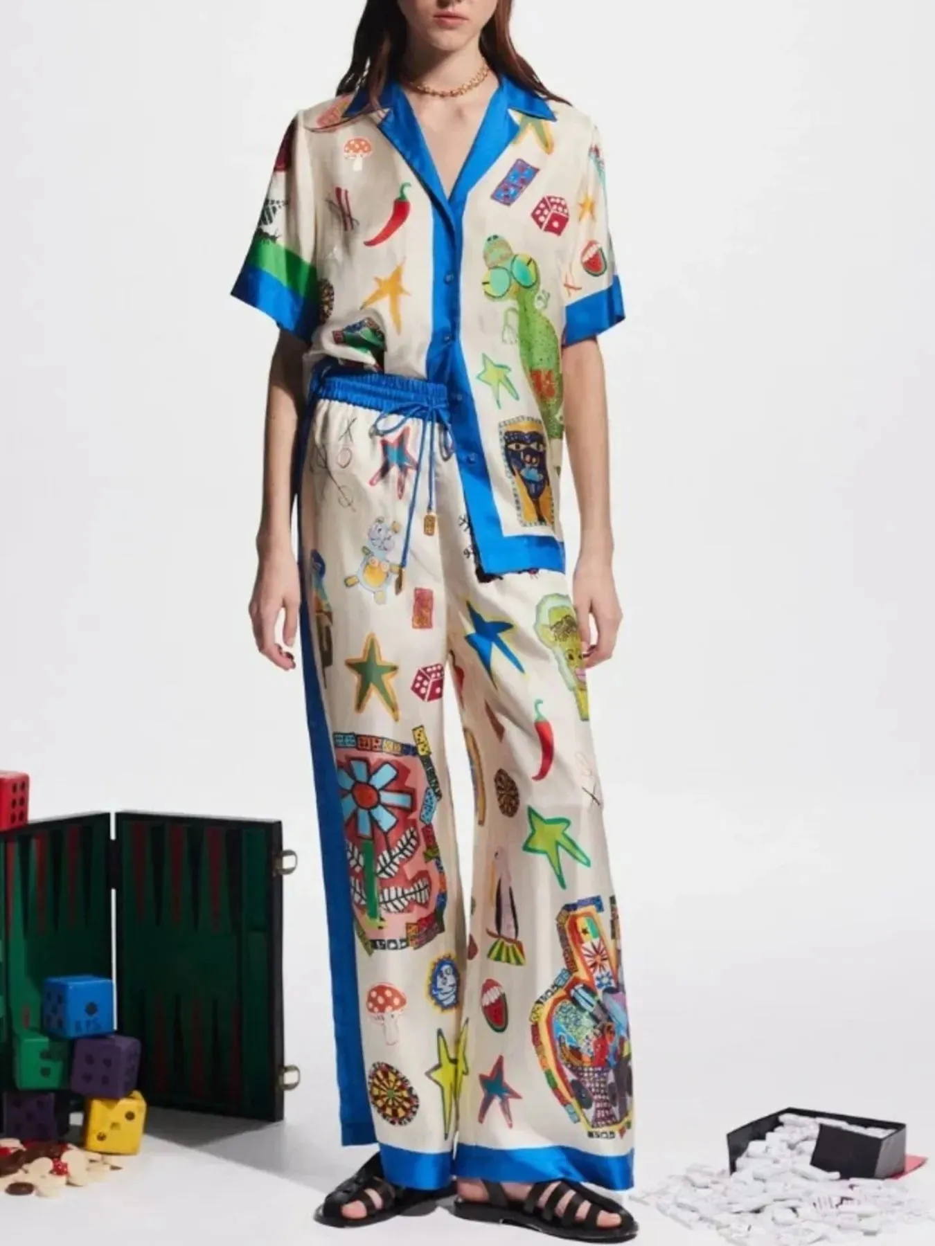 Printed Button Up Shirt and Pants Set sold by Gigi Laurent product image thumbnail 3