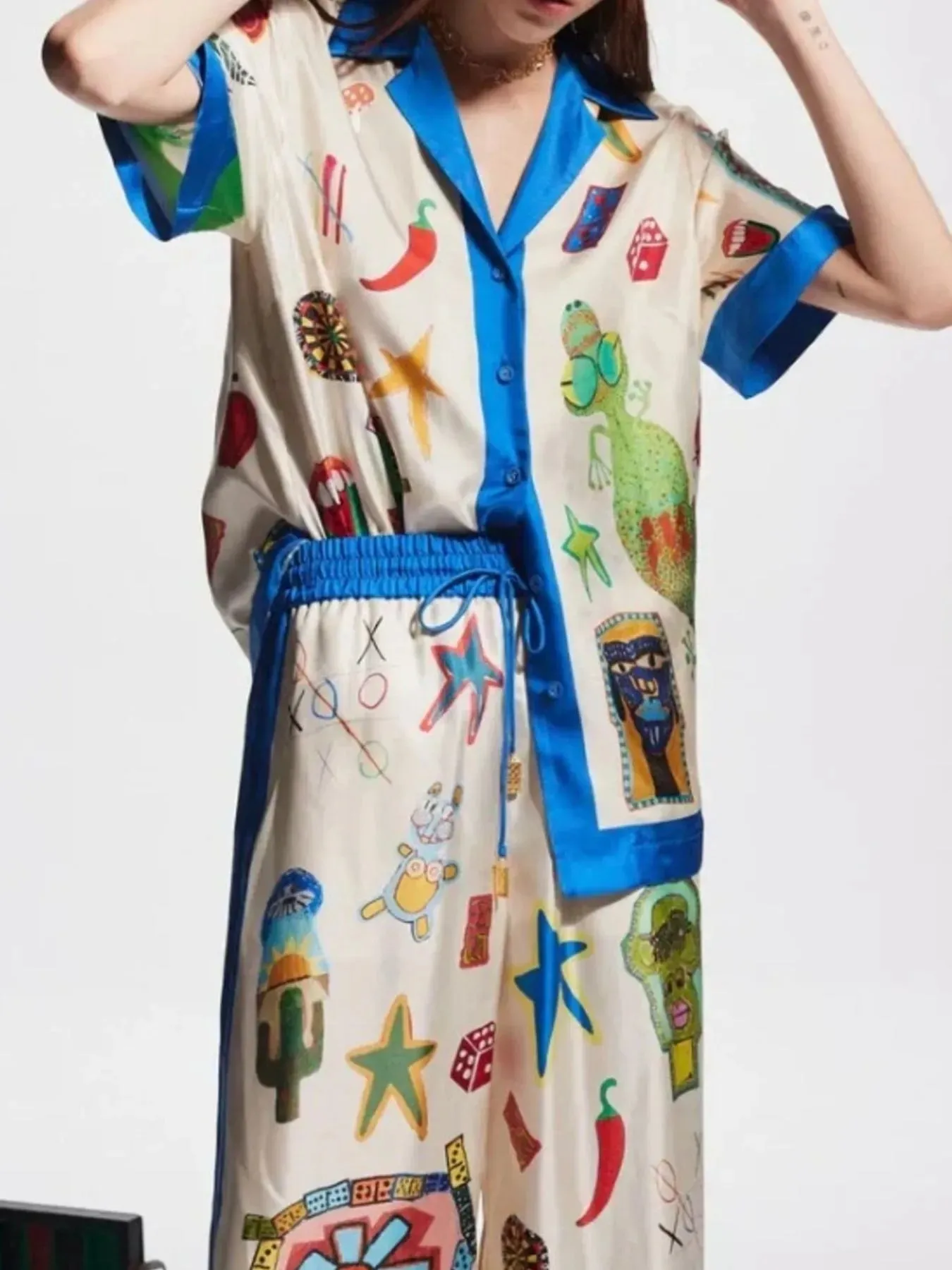 Printed Button Up Shirt and Pants Set sold by Gigi Laurent product image thumbnail 4