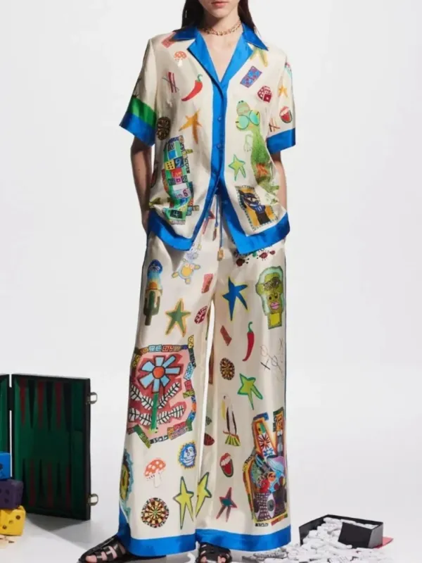 Printed Button Up Shirt and Pants Set sold by Gigi Laurent