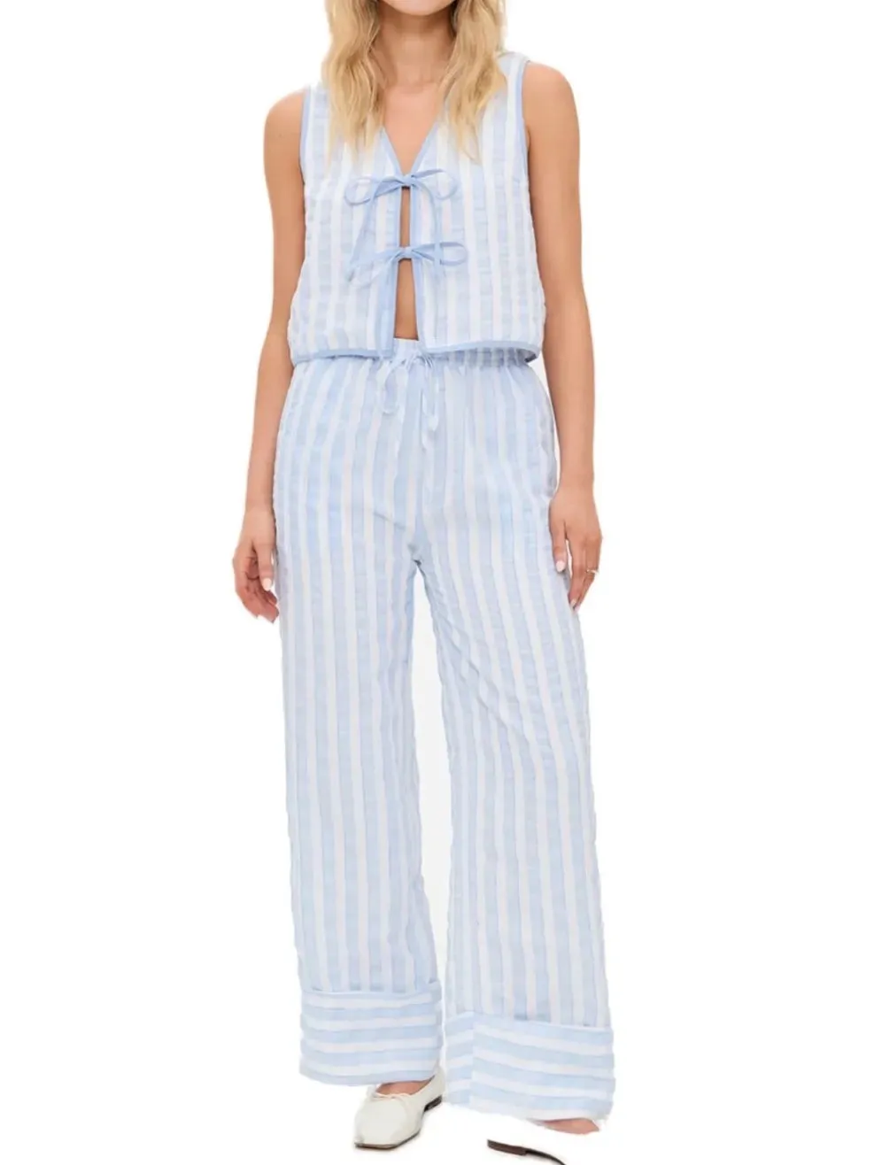 Tie Front Striped Vest and Pants Set sold by Gigi Laurent