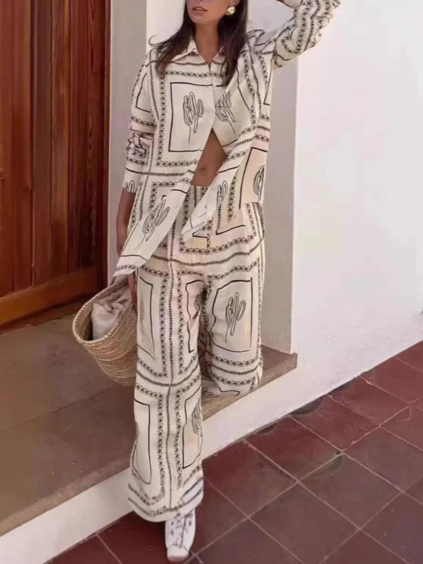 Printed Button Up Shirt and Pants Set sold by Gigi Laurent