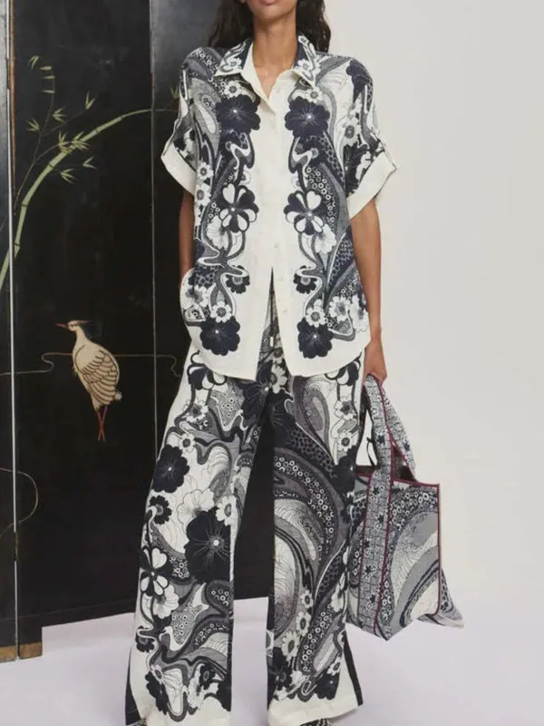Printed Button Up Shirt and Pants Set sold by Gigi Laurent
