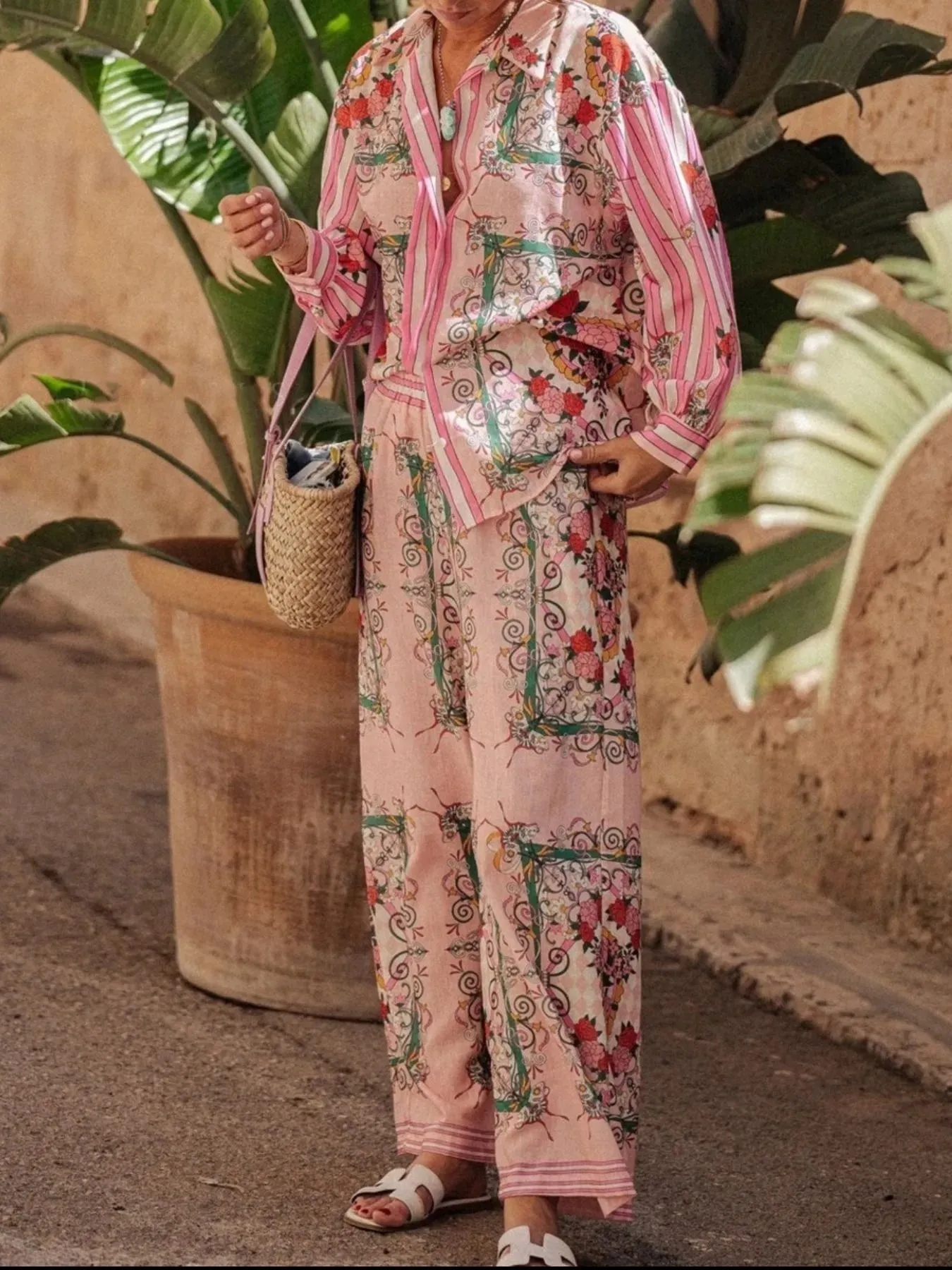 Printed Button Up Shirt and Pants Set sold by Gigi Laurent product image thumbnail 3