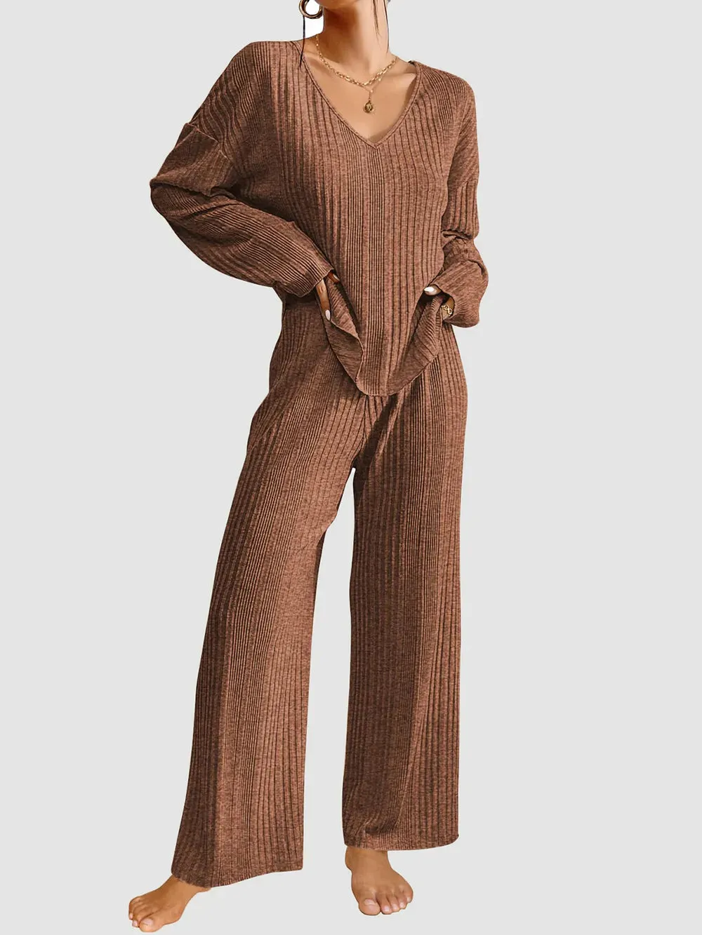 V-Neck Long Sleeve Top and Pants Set sold by Gigi Laurent product image thumbnail 4