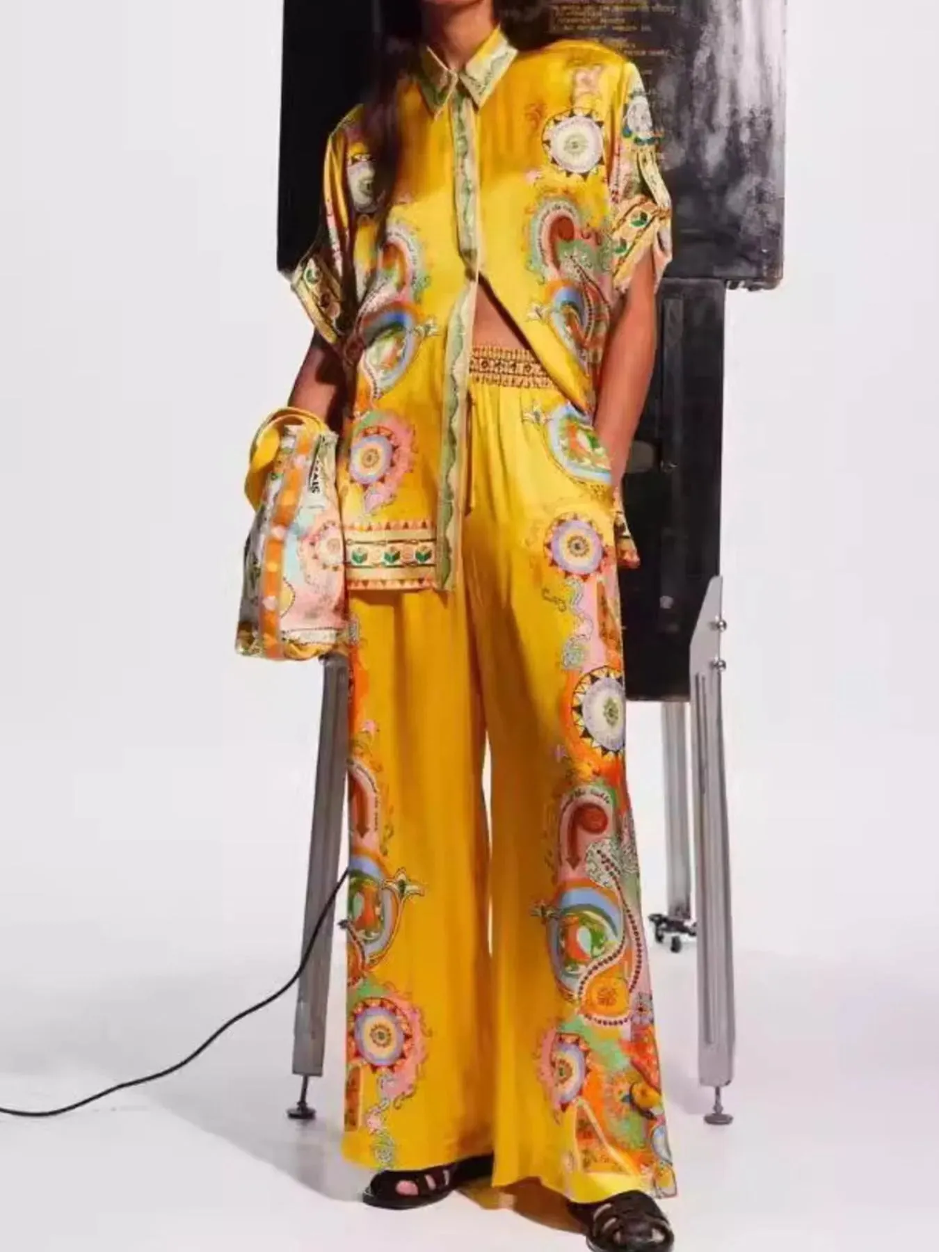 Printed Button Up Shirt and Pants Set sold by Gigi Laurent