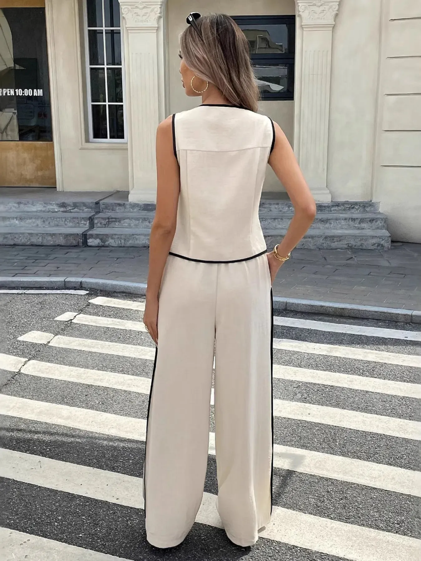 Casual Button-Up Tank and Wide-Leg Pants Set sold by Gigi Laurent product image thumbnail 3