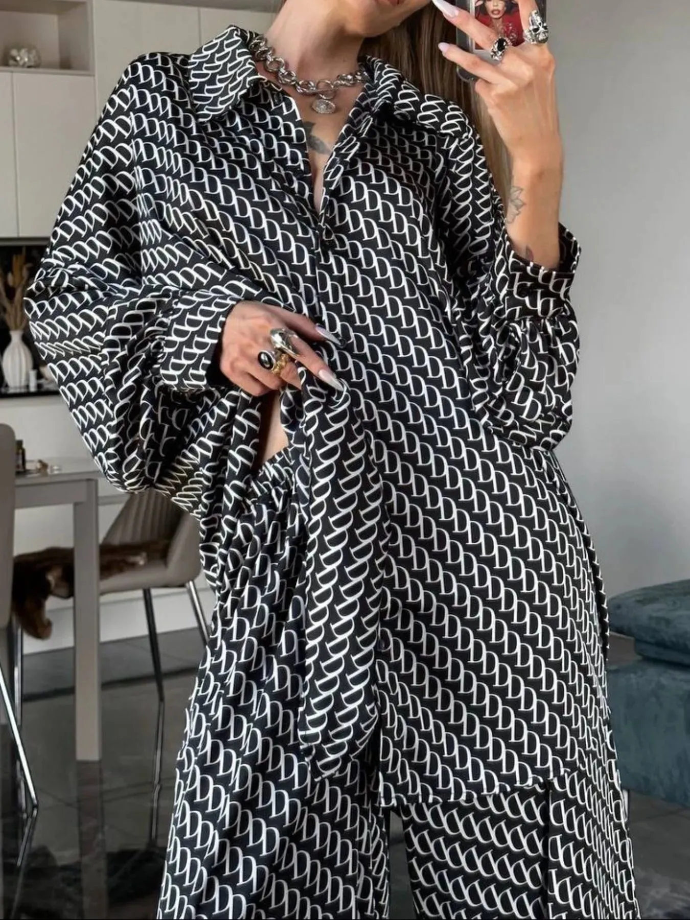 Printed Button Up Shirt and Pants Set sold by Gigi Laurent product image thumbnail 2