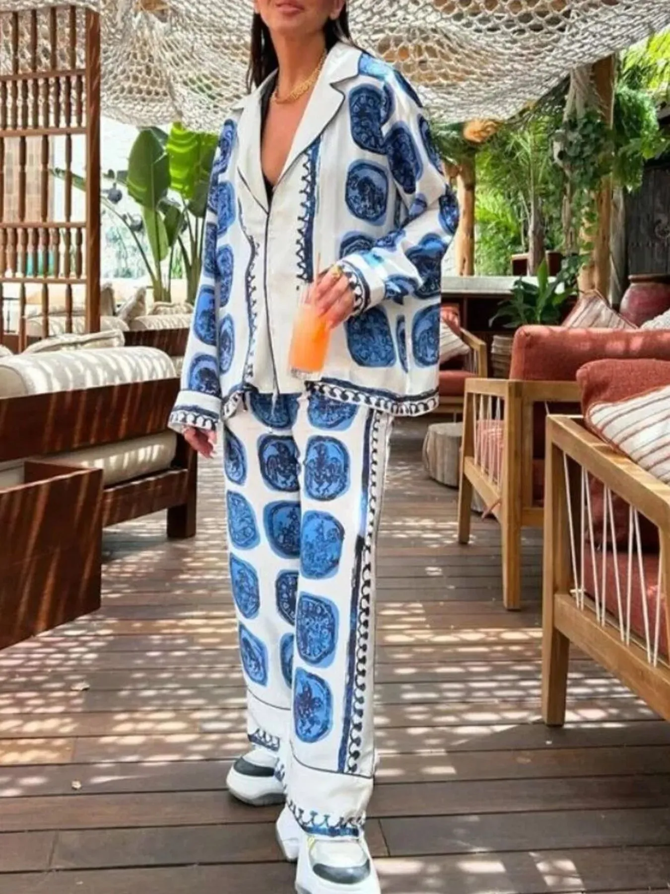 Printed Button Up Shirt and Pants Set sold by Gigi Laurent product image thumbnail 4