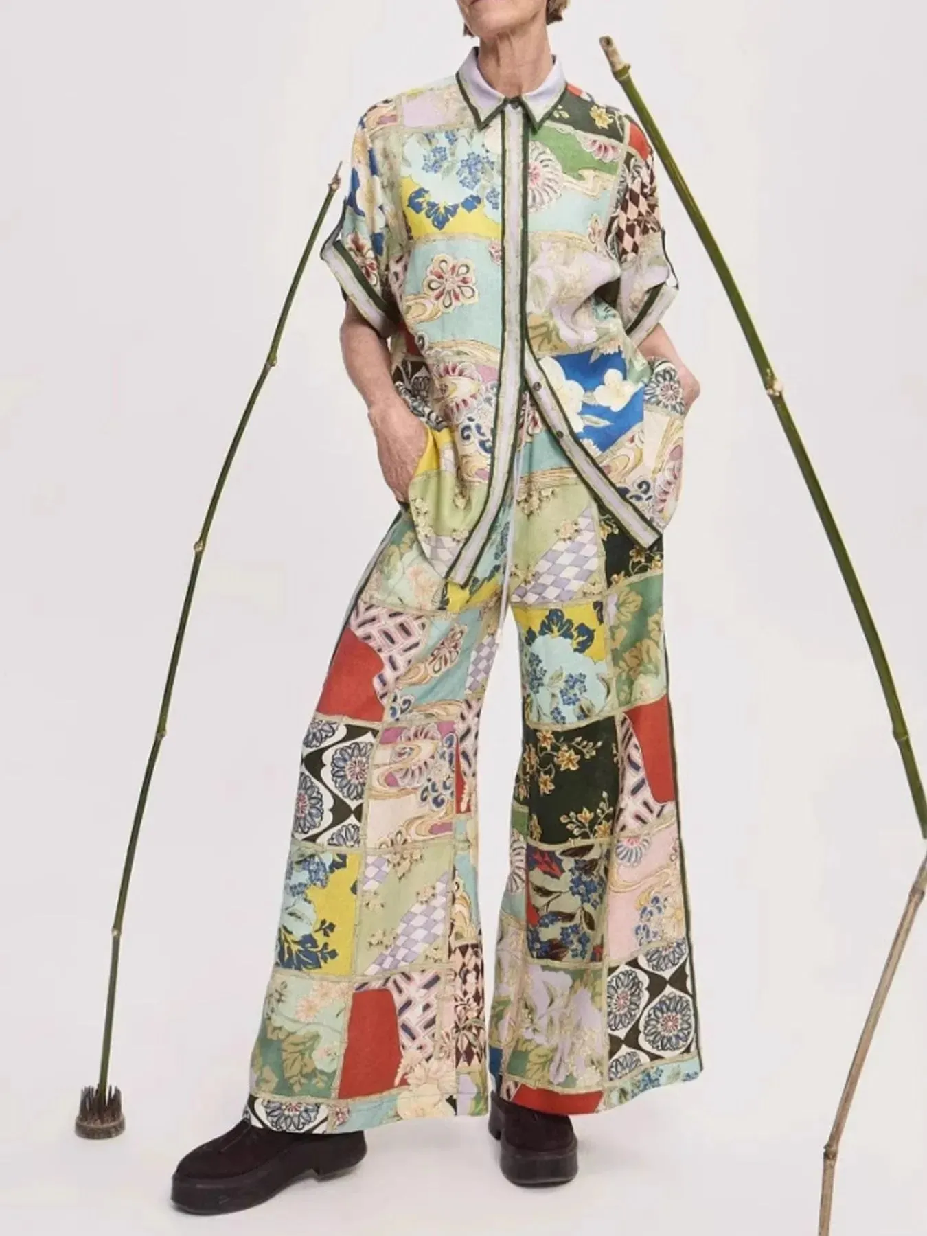 Printed Button Up Shirt and Pants Set sold by Gigi Laurent product image thumbnail 4