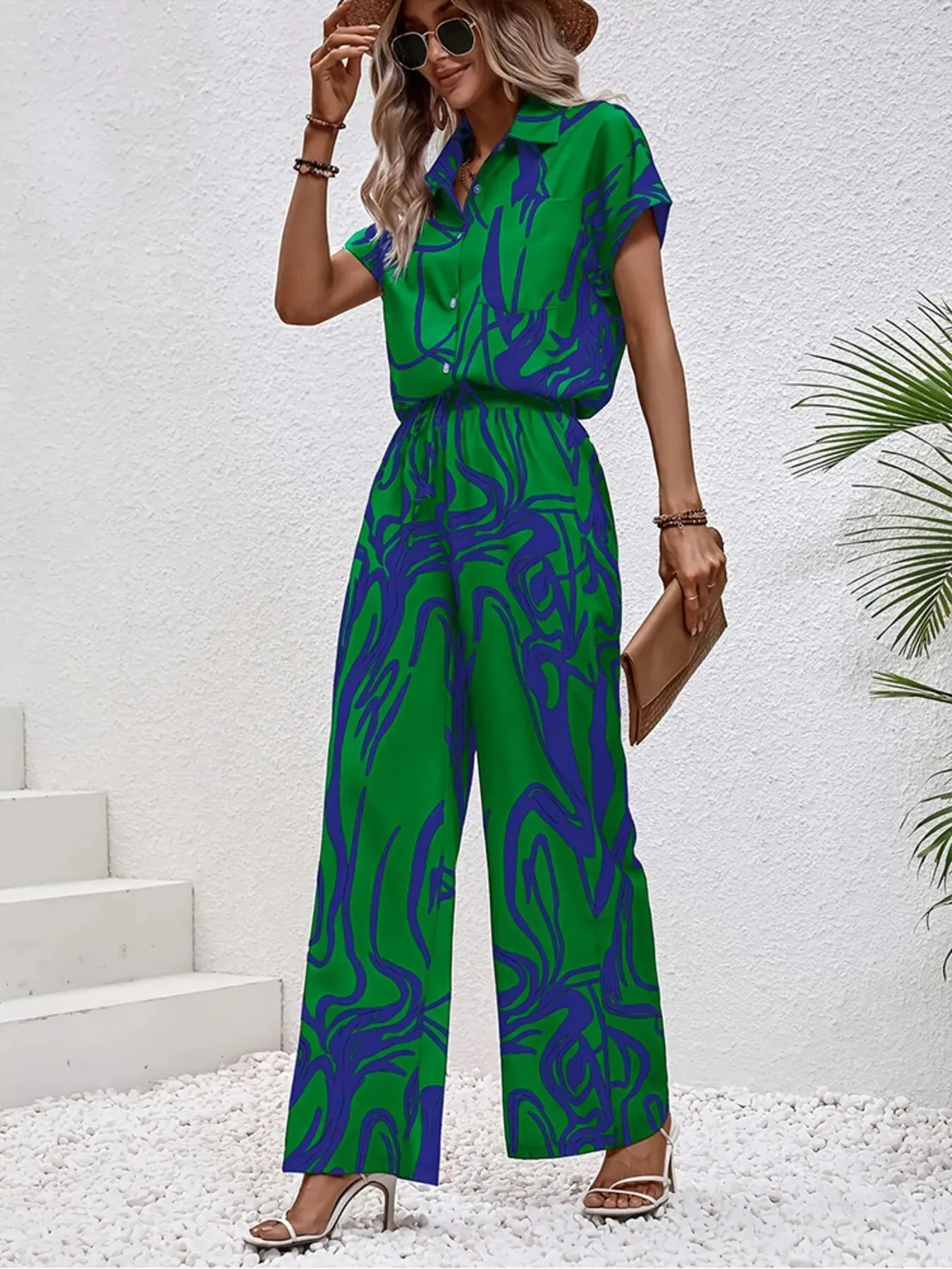 Printed Button Up Shirt and Pants Set sold by Gigi Laurent product image thumbnail 3