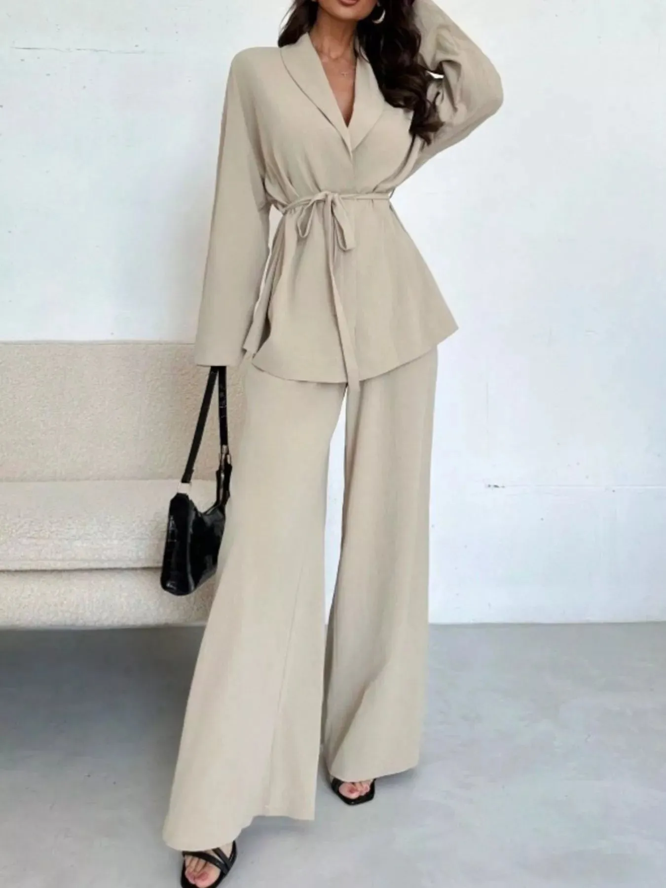 Front Tied Shirt and Wide-Leg Pants Set sold by Gigi Laurent product image thumbnail 4