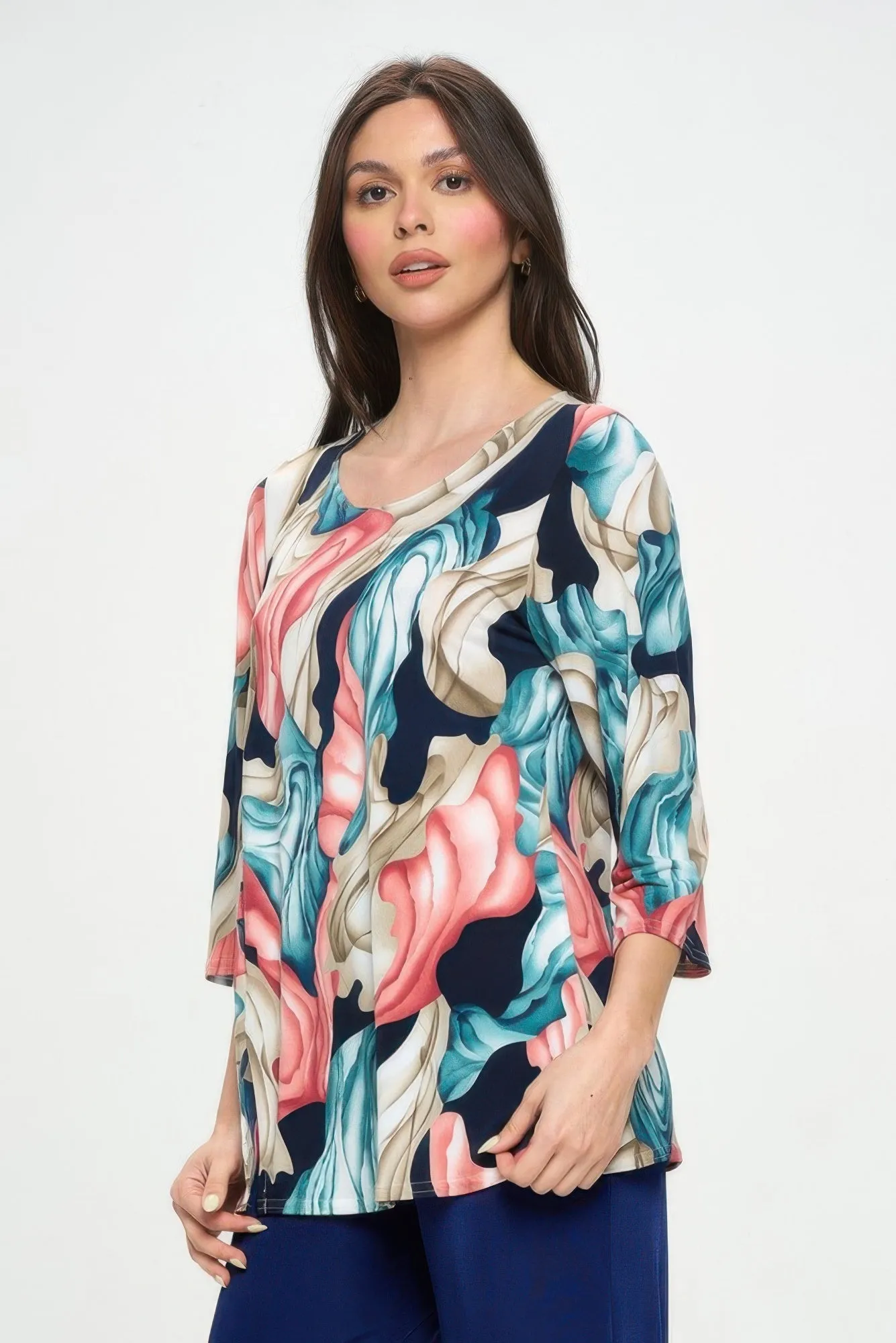 Hit Round Neck 3/4 Sleeve Slit Top sold by Gigi Laurent product image thumbnail 4