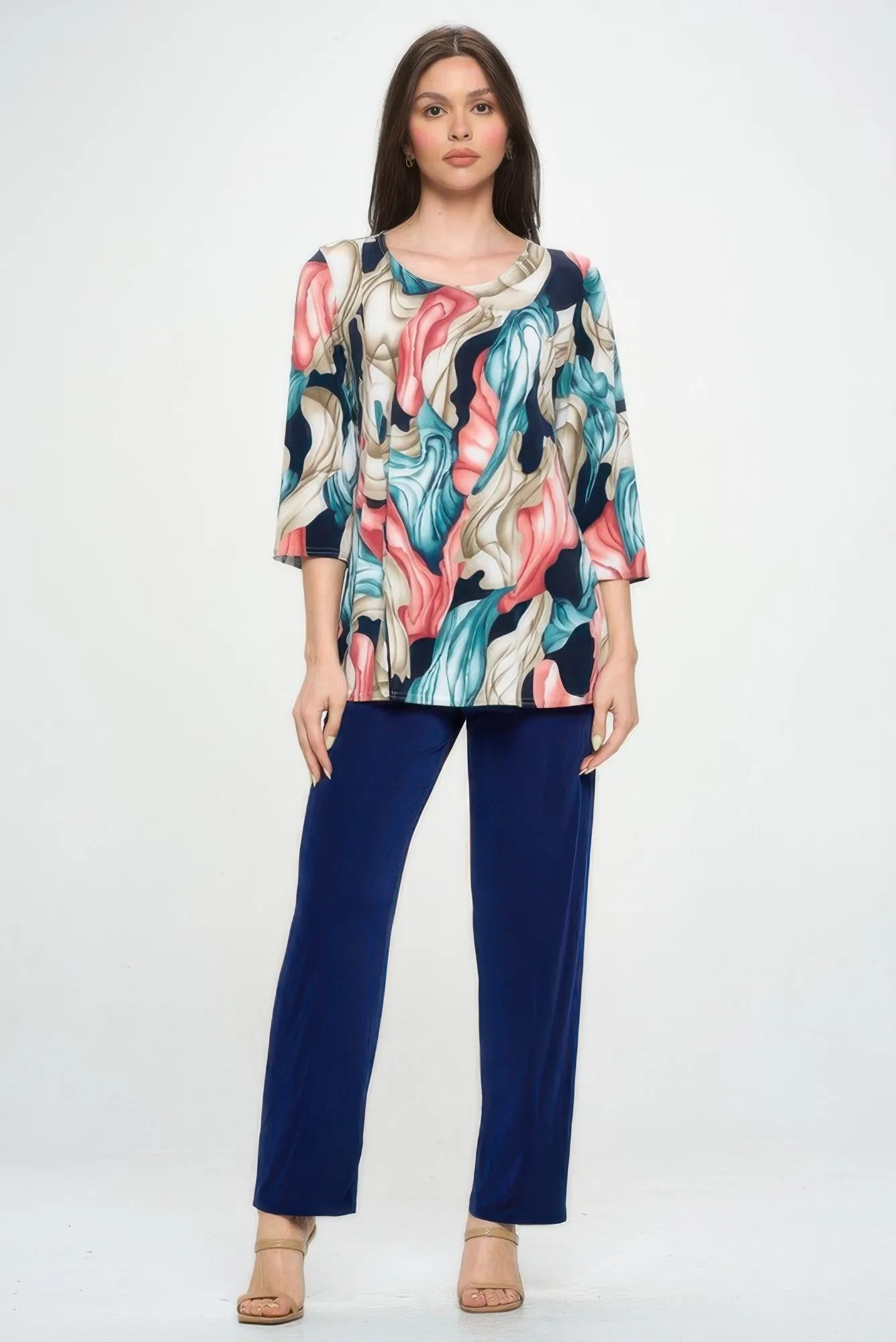 Hit Round Neck 3/4 Sleeve Slit Top sold by Gigi Laurent product image thumbnail 2