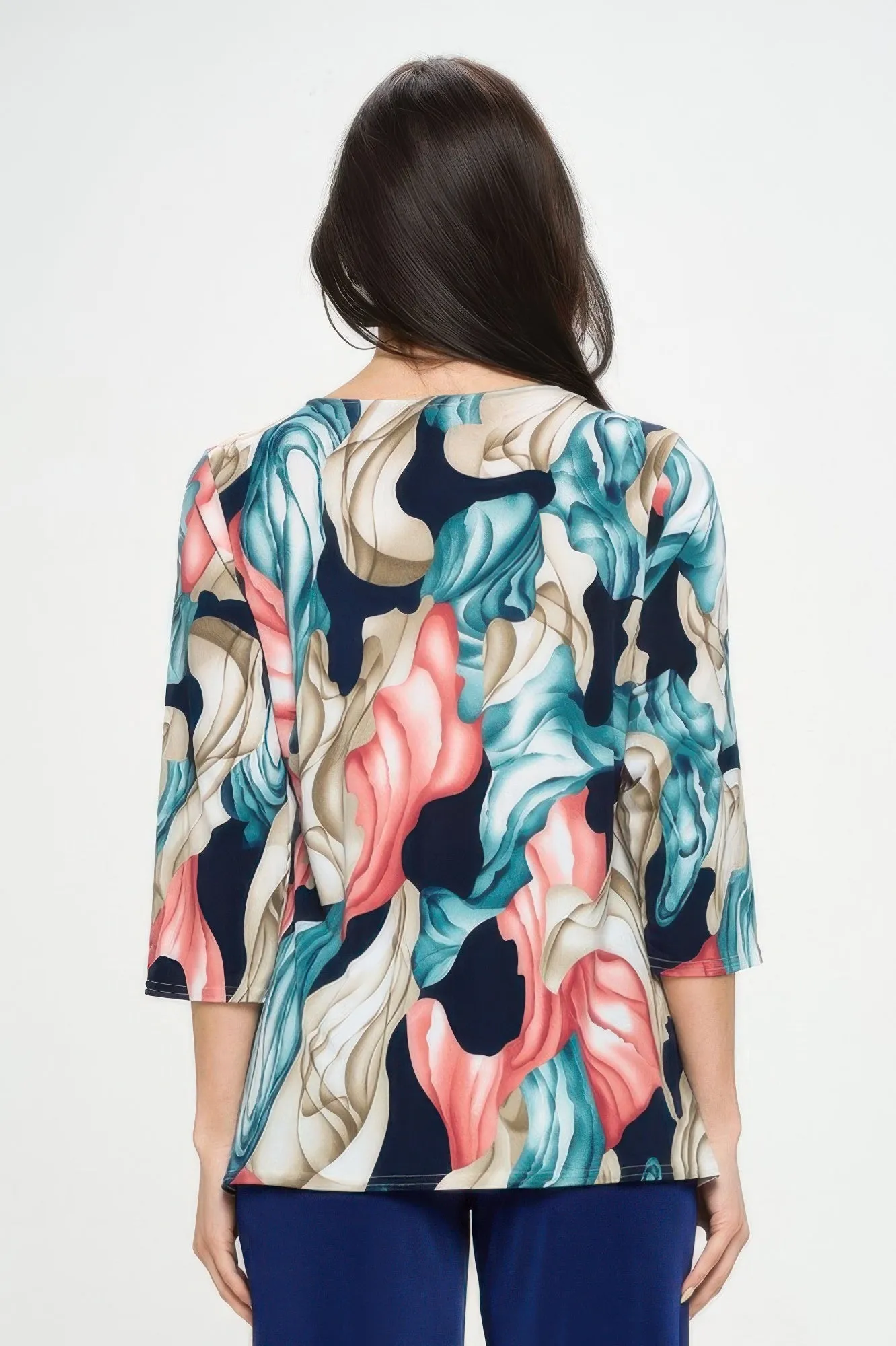 Hit Round Neck 3/4 Sleeve Slit Top sold by Gigi Laurent product image thumbnail 3