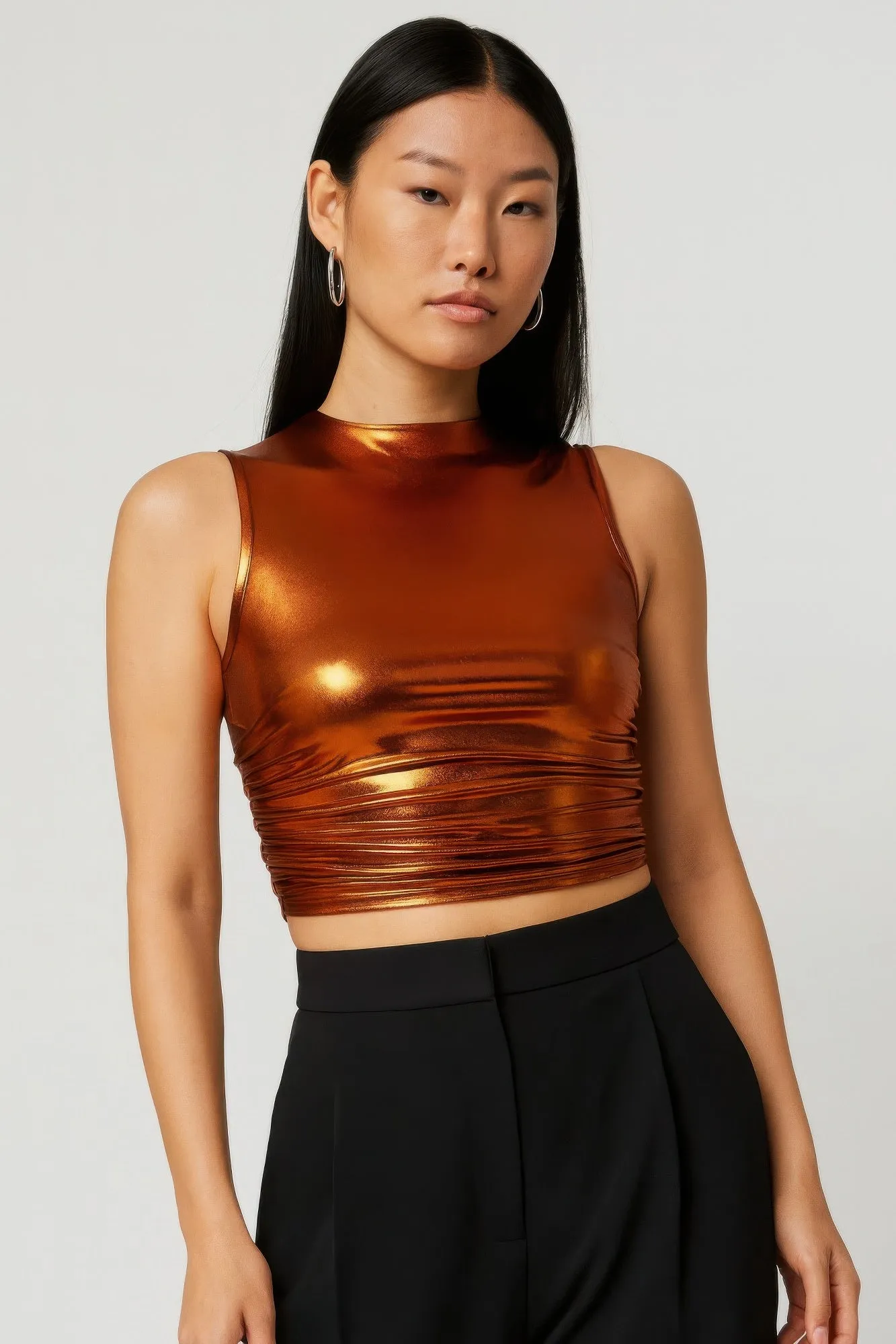 Metallic Mock Neck Crop Top sold by Gigi Laurent product image thumbnail 2