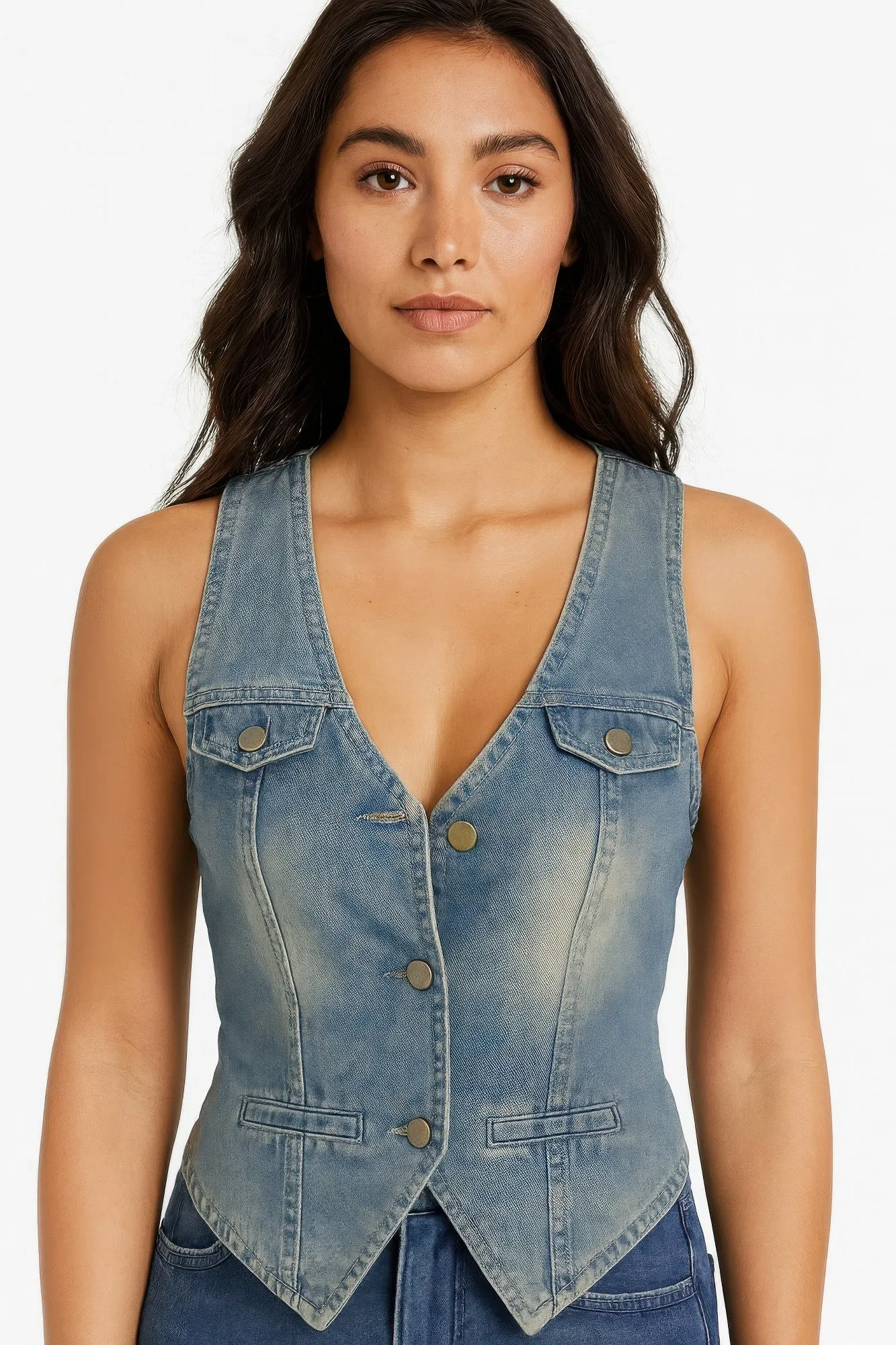 Sleeveless Vest Denim Top sold by Gigi Laurent