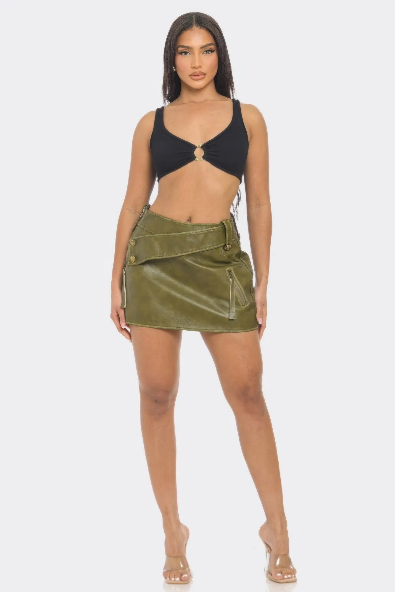 Faux Leather Strap Mini Skirt sold by Gigi Laurent product image thumbnail 5