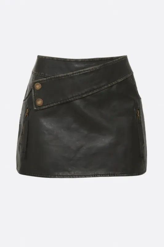 Faux Leather Strap Mini Skirt sold by Gigi Laurent