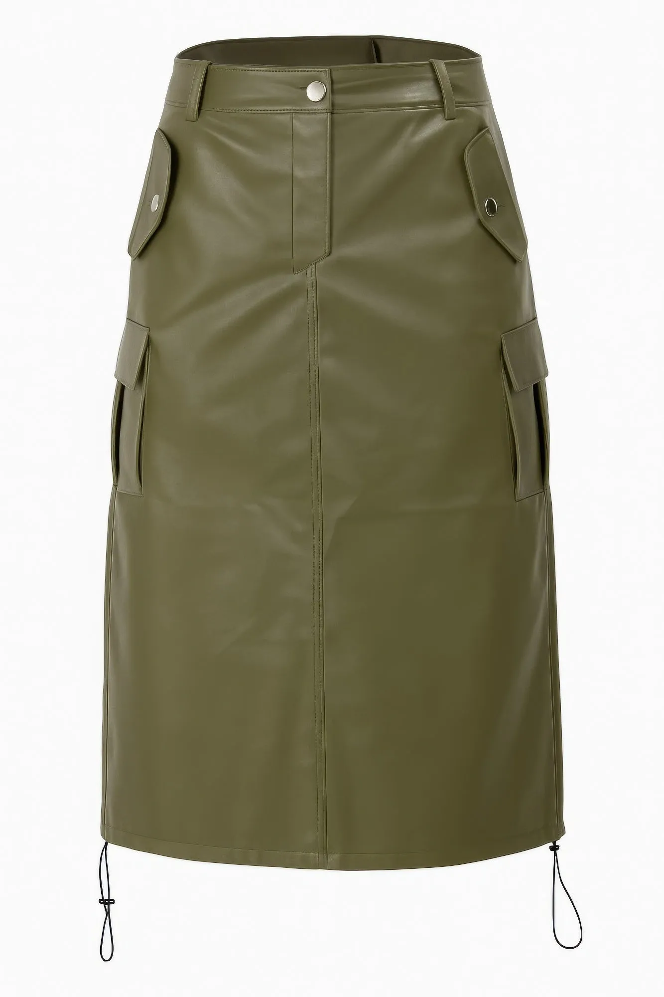 Pu Side Pockets Midi Skirt sold by Gigi Laurent