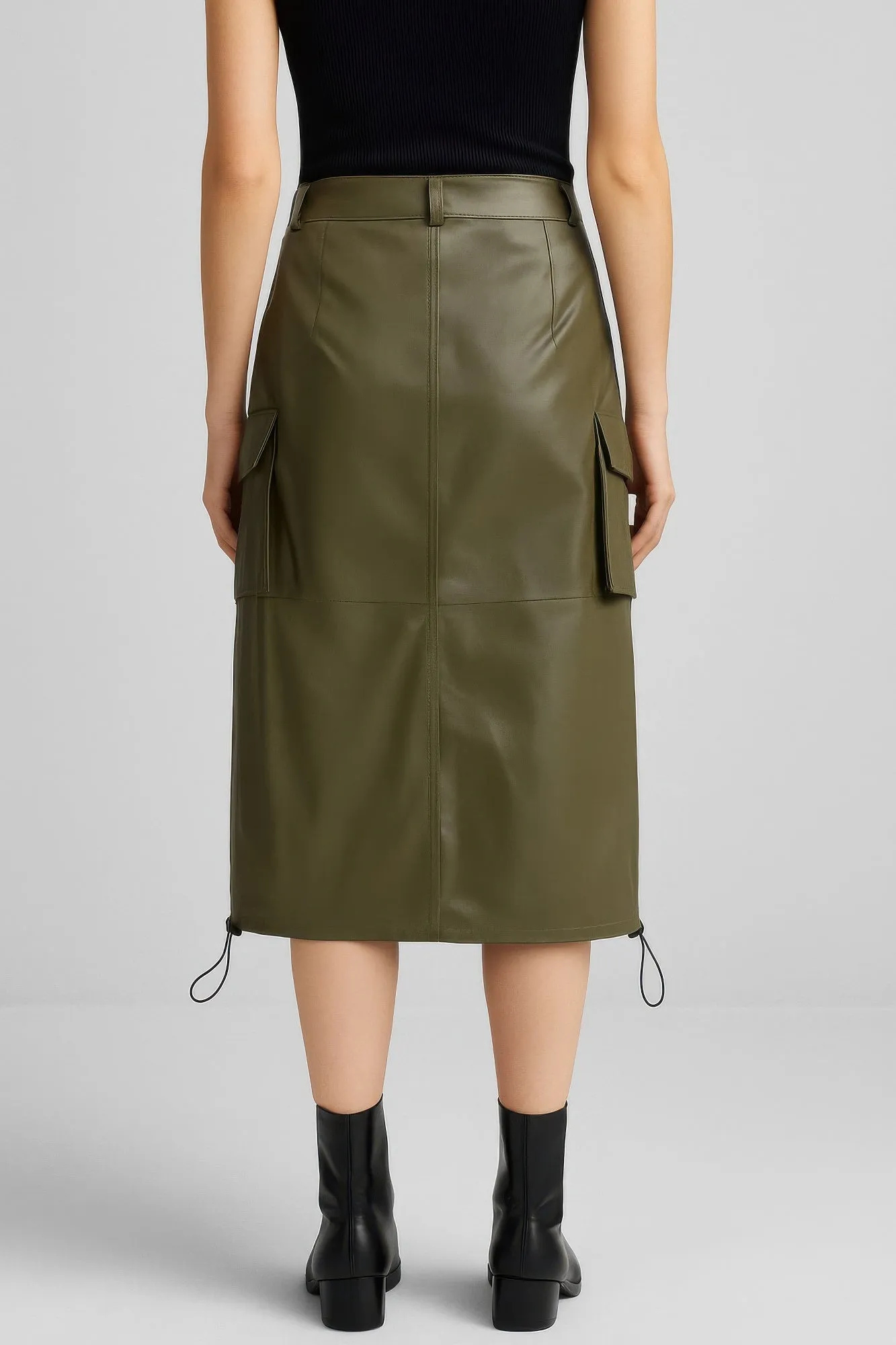 Pu Side Pockets Midi Skirt sold by Gigi Laurent product image thumbnail 3