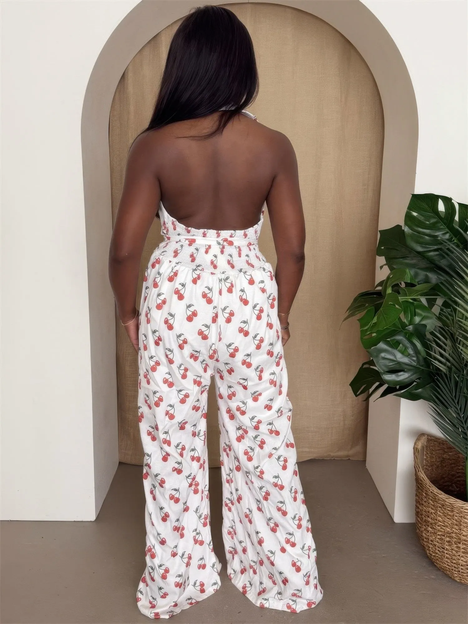 Cherry Print Halter Wide-leg Jumpsuit sold by Gigi Laurent product image thumbnail 3