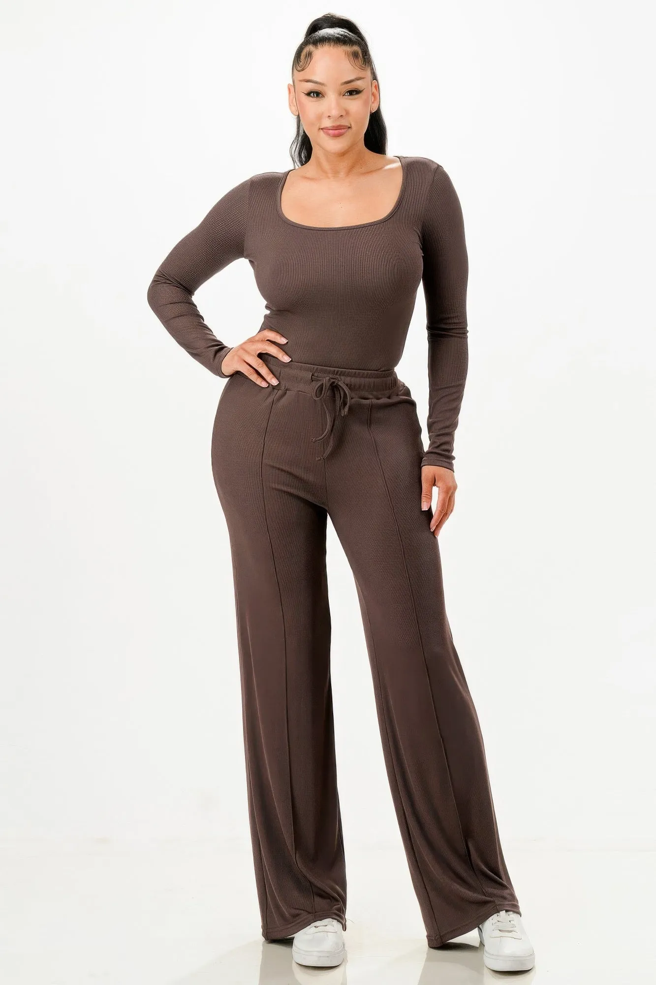 Long Sleeve Ribbed Bodysuit And Pants Set sold by Gigi Laurent product image thumbnail 2