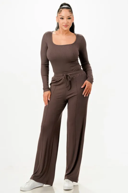 Long Sleeve Ribbed Bodysuit And Pants Set sold by Gigi Laurent