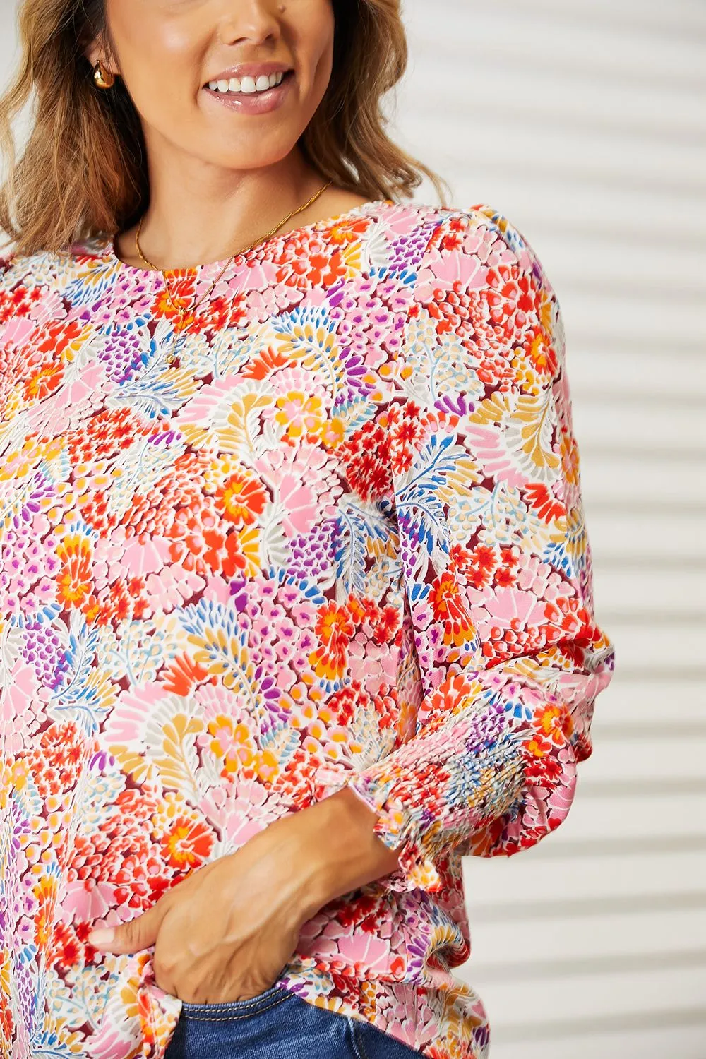 Double Take Floral Print Long Puff Sleeve Blouse sold by Gigi Laurent product image thumbnail 4