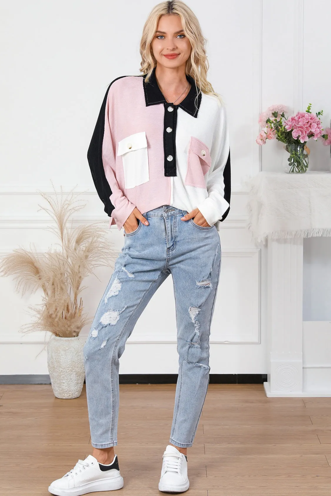 Multicolor Button-Down Long Sleeve Blouse sold by Gigi Laurent product image thumbnail 4