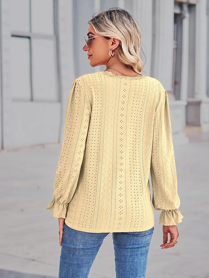 Eyelet V-Neck Flounce Sleeve Blouse sold by Gigi Laurent product image thumbnail 2