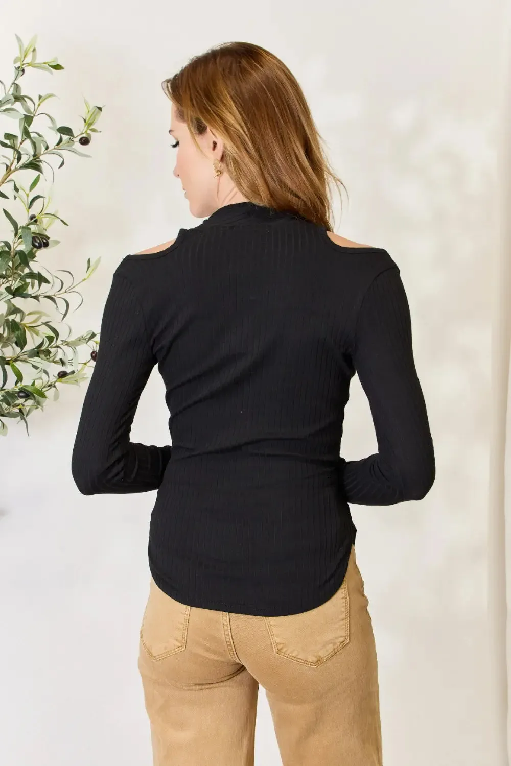 Culture Code Full Size Ribbed Surplice Cold Shoulder Top sold by Gigi Laurent product image thumbnail 2