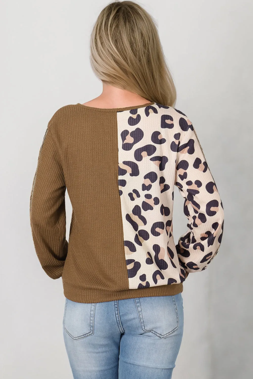 Leopard V-Neck Waffle-Knit Top sold by Gigi Laurent product image thumbnail 5