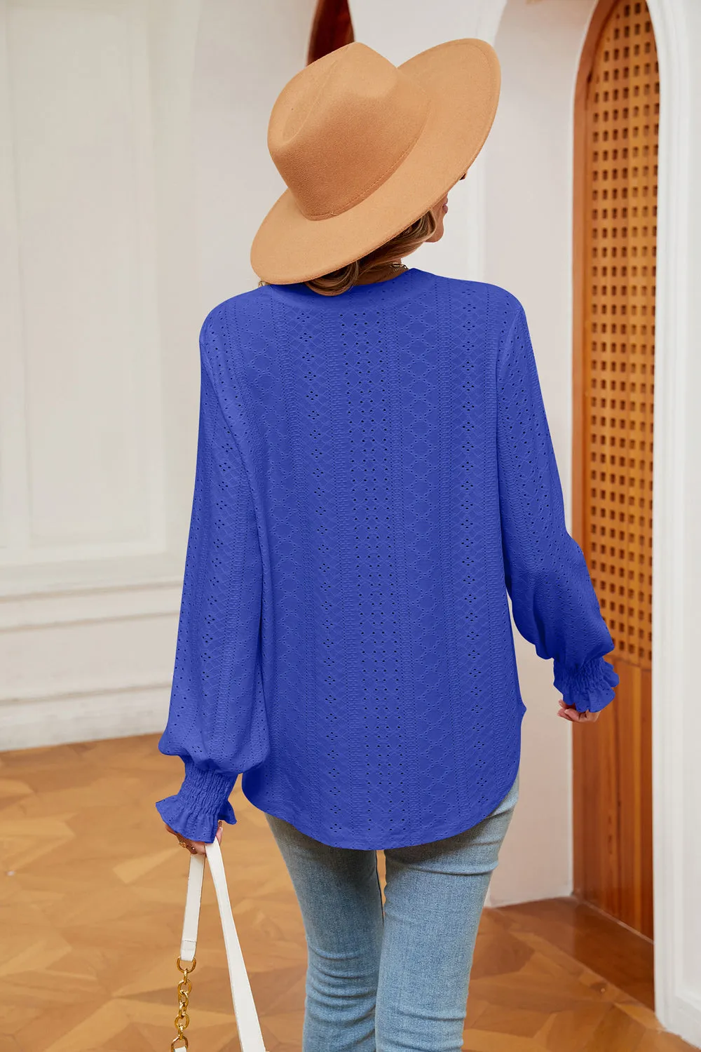 Notched Neck Flounce Sleeve Blouse sold by Gigi Laurent product image thumbnail 2