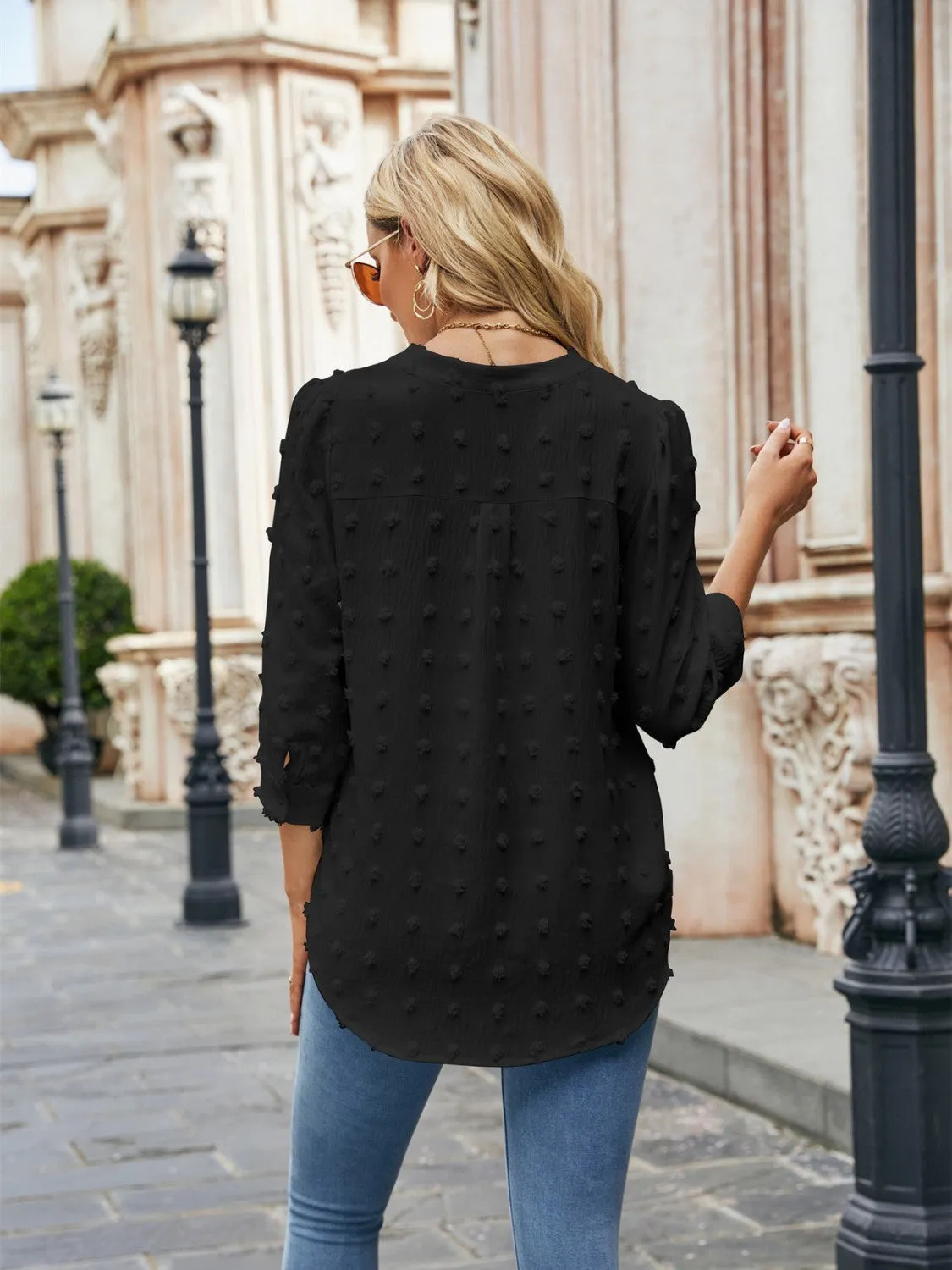 Swiss Dot Notched Neck Blouse sold by Gigi Laurent product image thumbnail 2