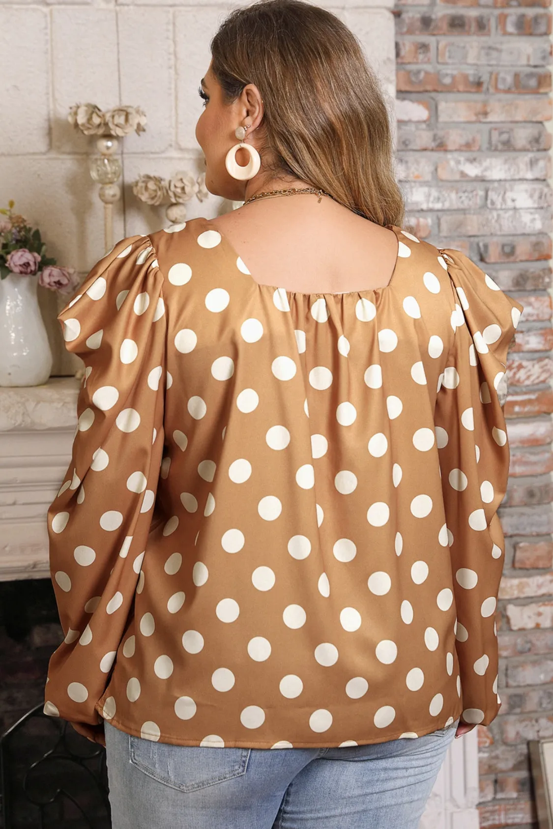 Plus Size Polka Dot Long Sleeve Blouse sold by Gigi Laurent product image thumbnail 2
