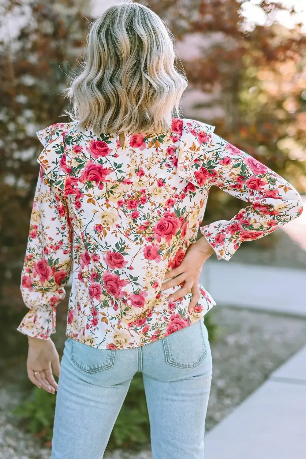 Floral Round Neck Smocked Blouse sold by Gigi Laurent product image thumbnail 2