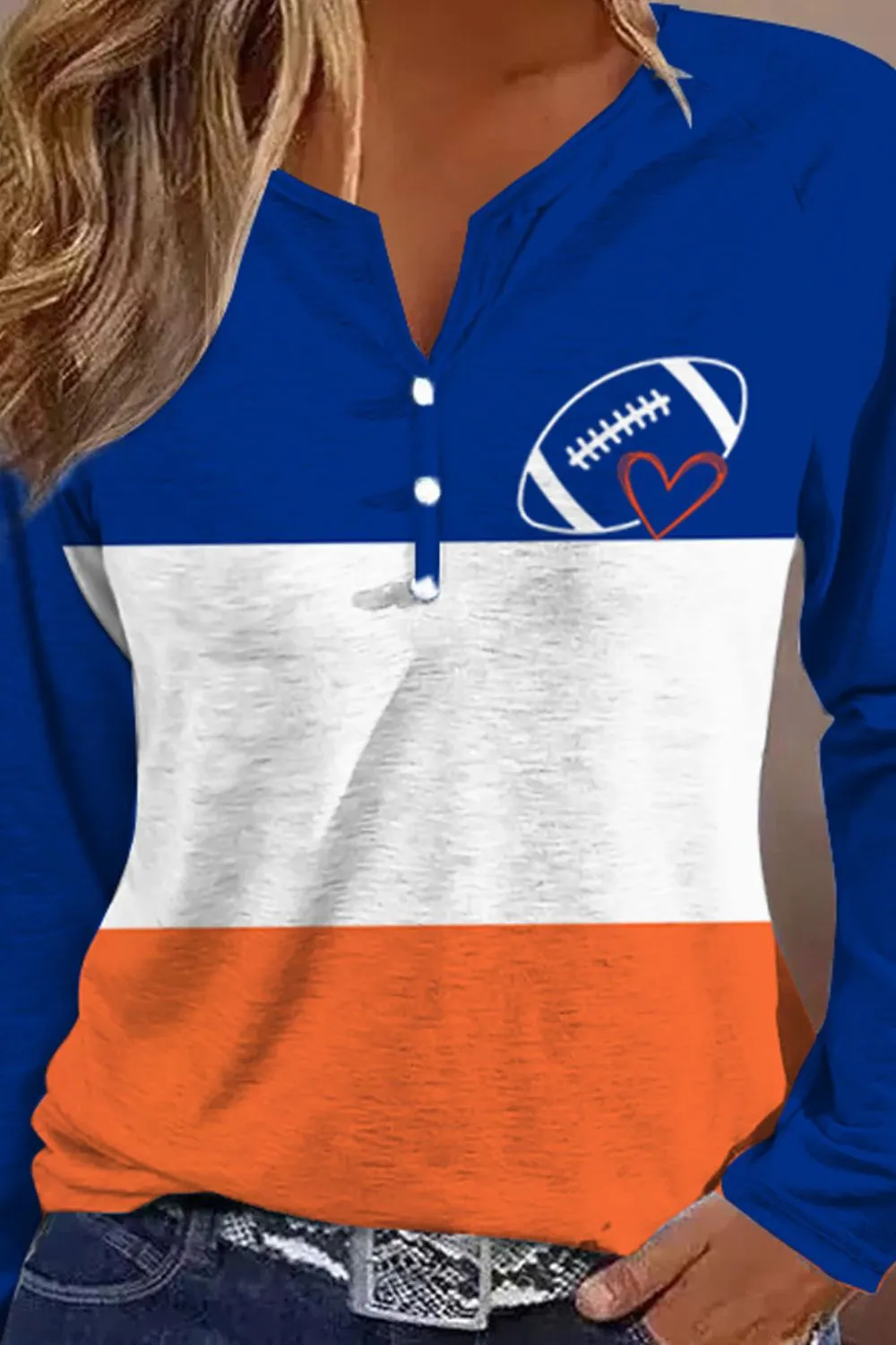 Football Graphic Notched Neck Top sold by Gigi Laurent product image thumbnail 2