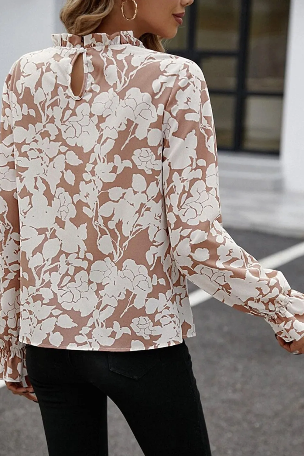 Floral Print Mock Neck Flounce Sleeve Blouse sold by Gigi Laurent product image thumbnail 2