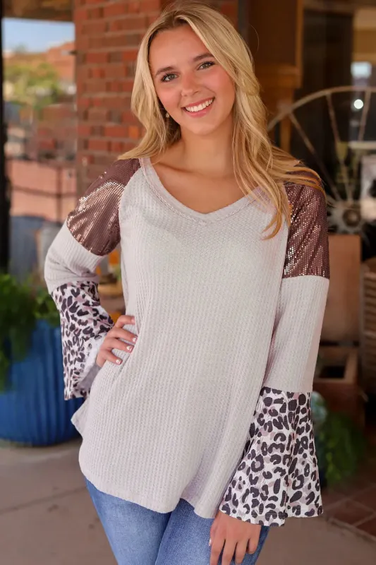 Leopard V-Neck Long Sleeve Top sold by Gigi Laurent