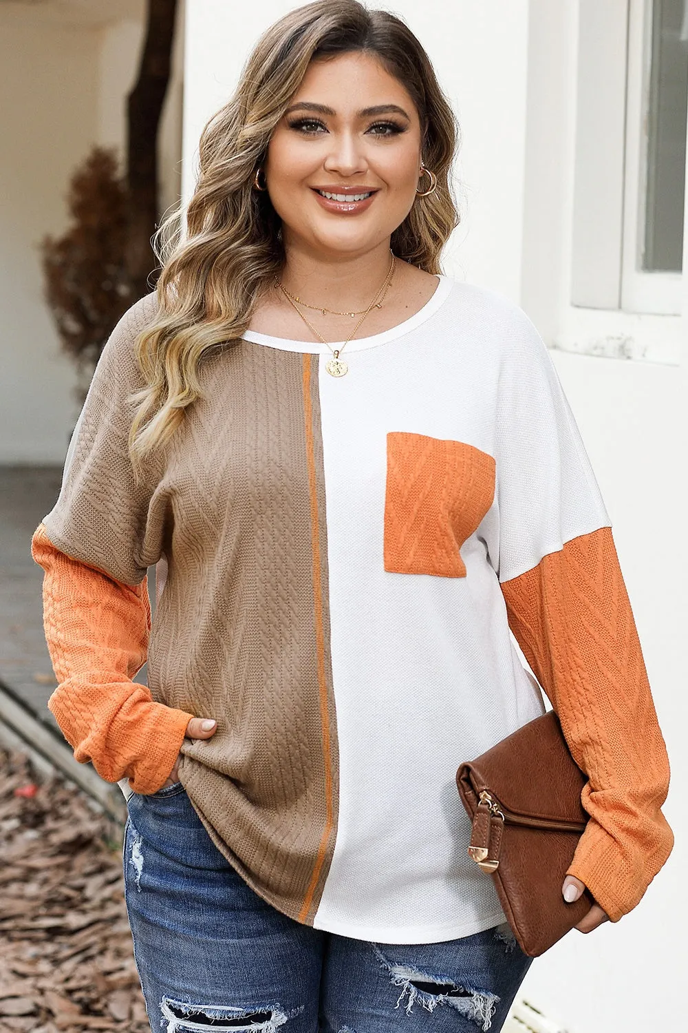 Plus Size Color Block Dropped Shoulder Blouse sold by Gigi Laurent product image thumbnail 4