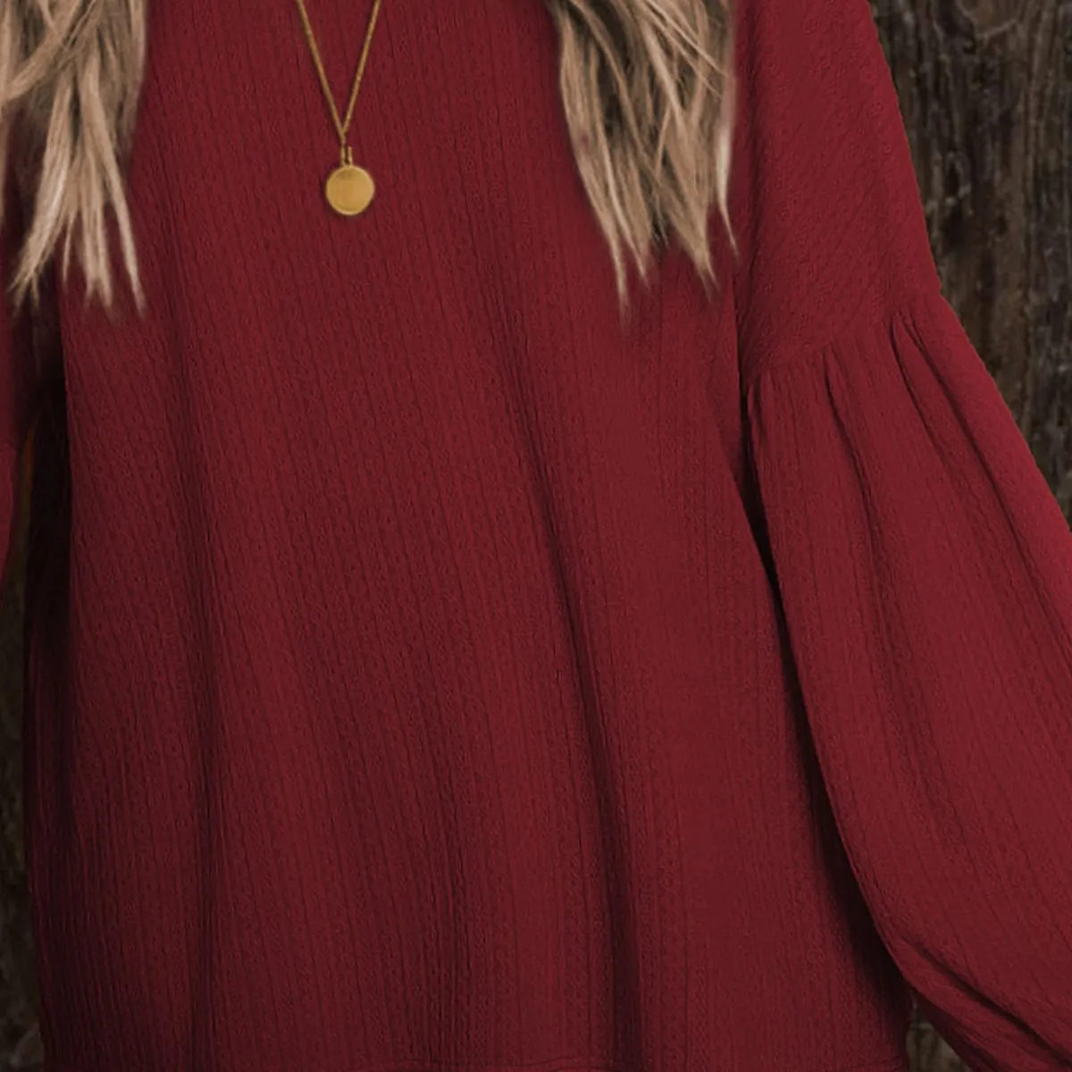 Round Neck Long Sleeve Ruched Blouse sold by Gigi Laurent product image thumbnail 3