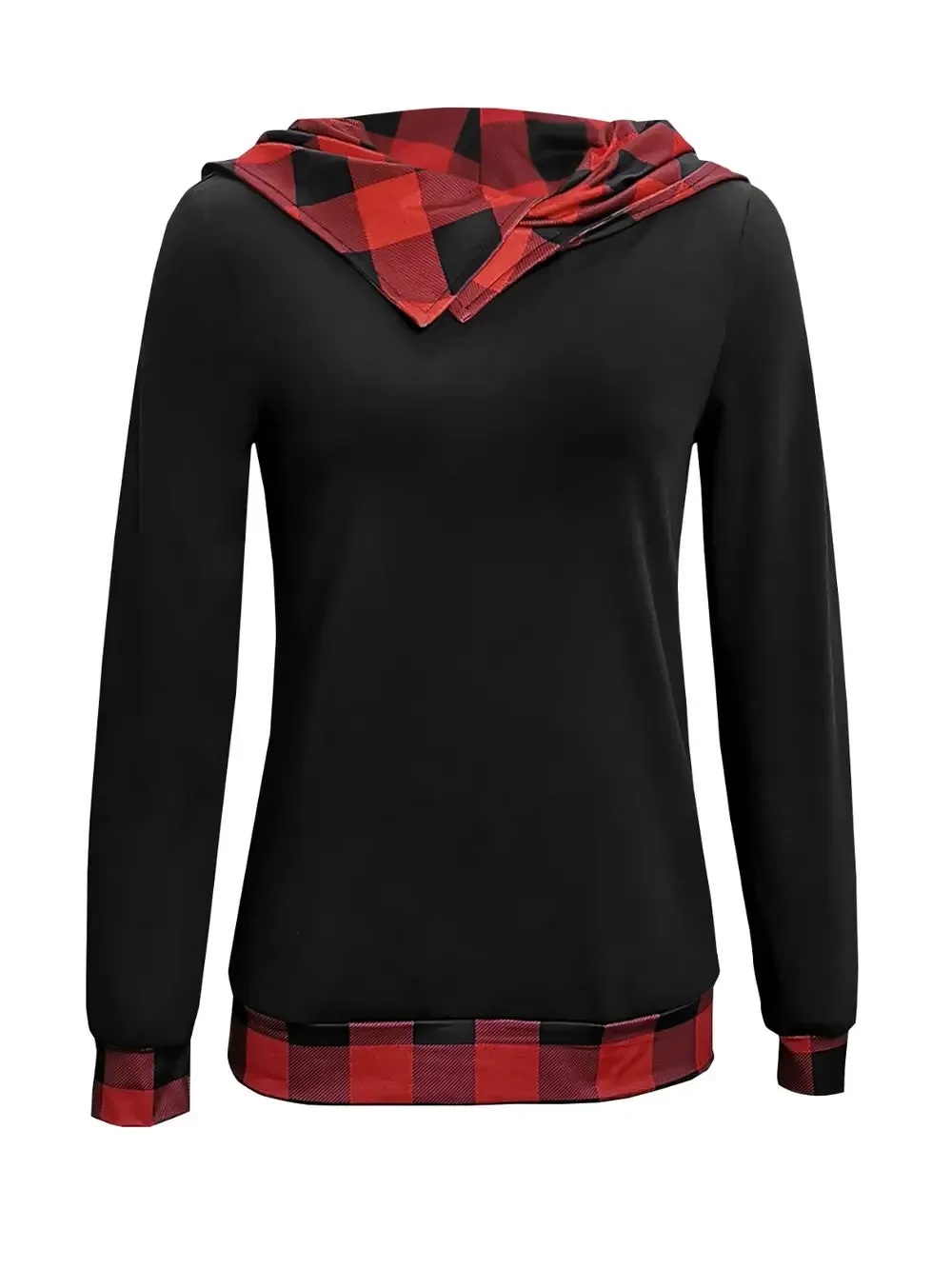 Plaid Long Sleeve Hooded Blouse sold by Gigi Laurent product image thumbnail 3