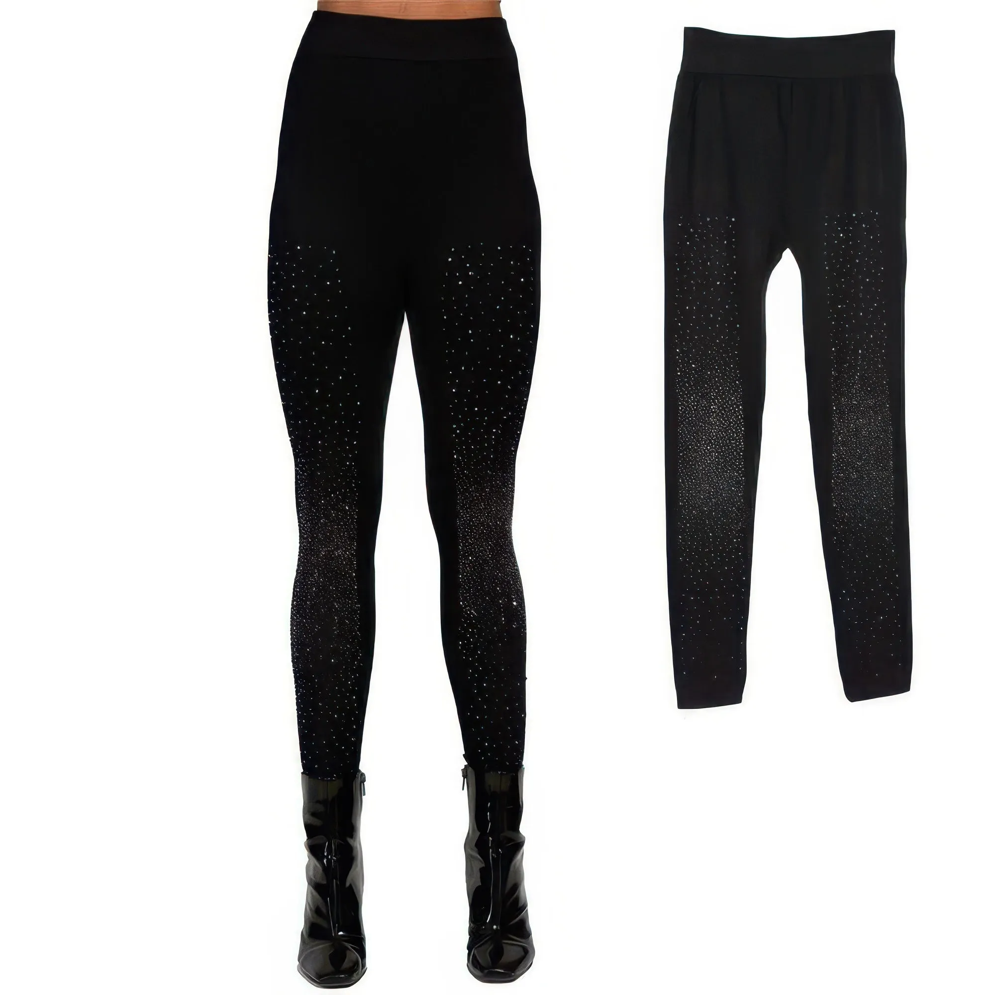 Crystal Studded High Waisted Black Leggings sold by Gigi Laurent product image thumbnail 2