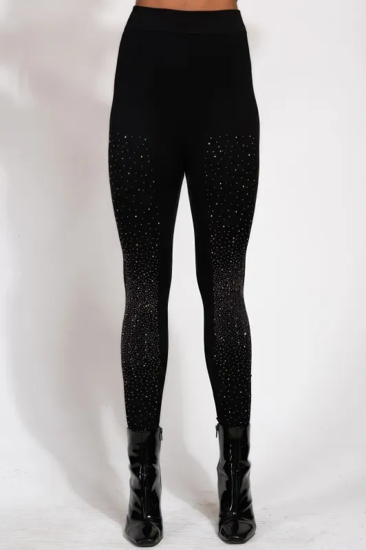 Crystal Studded High Waisted Black Leggings sold by Gigi Laurent