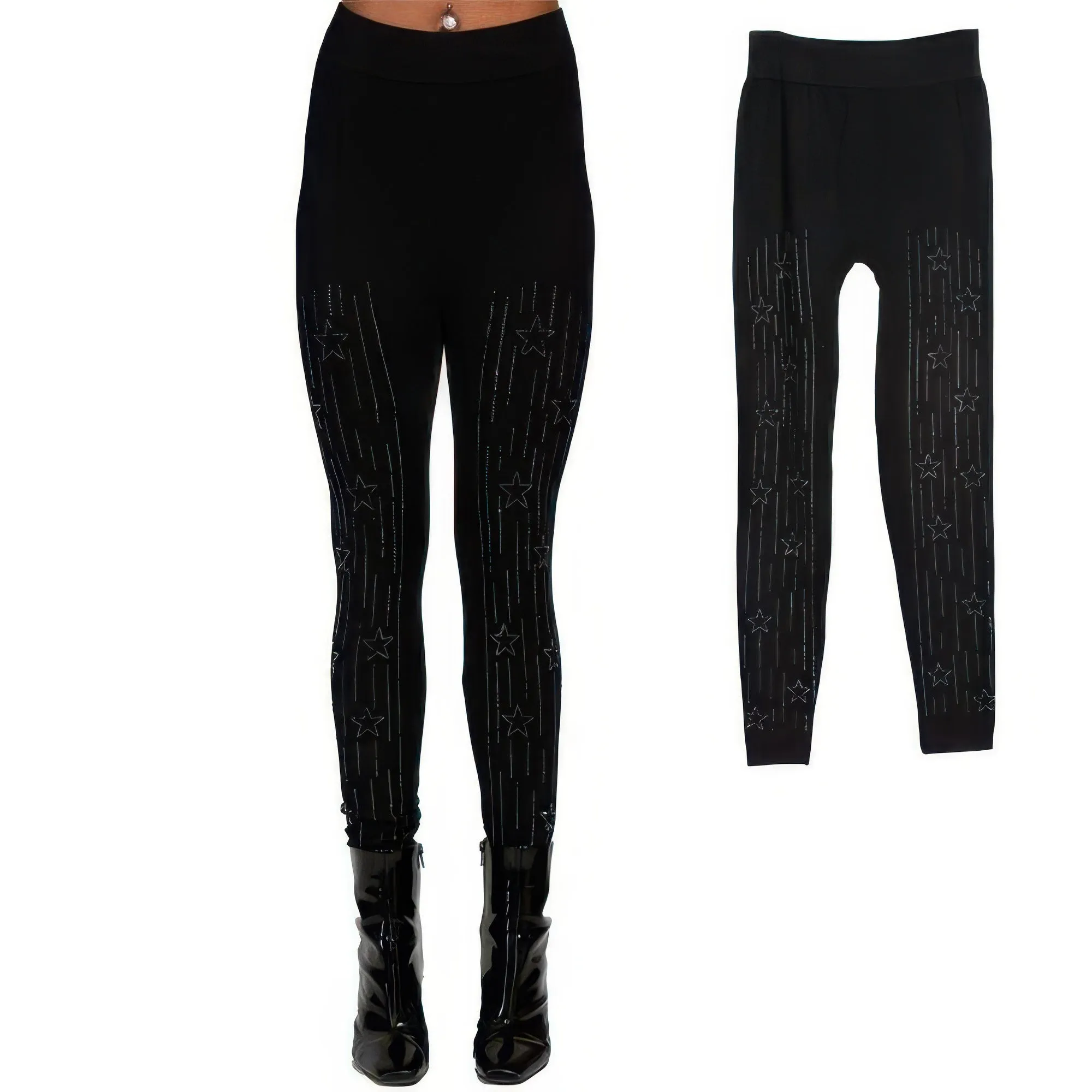 Star Design Crystal Studded High Waisted Leggings sold by Gigi Laurent product image thumbnail 2